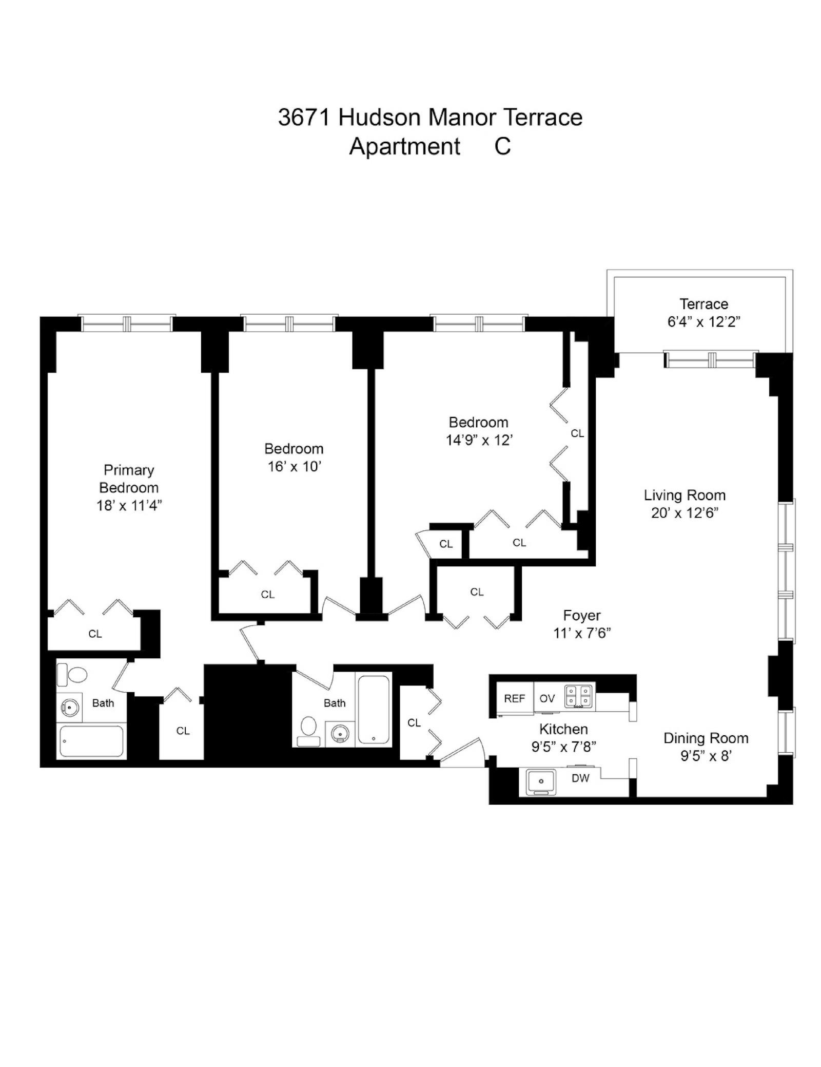 Floorplan for 3671 Hudson Manor Terrace, 2C