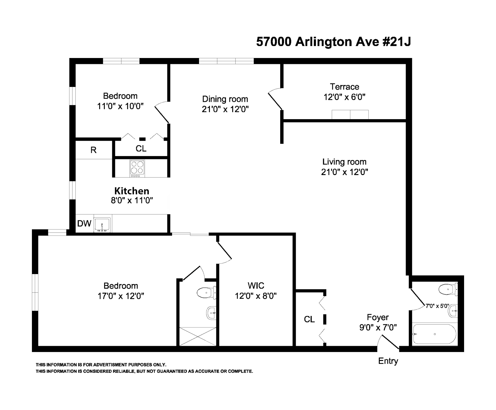 Floorplan for 5700 Arlington Avenue, 21J