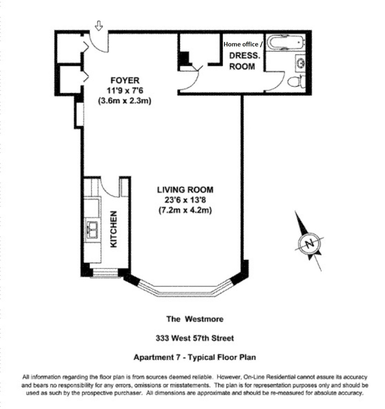 Floorplan for 333 West 57th Street, 407
