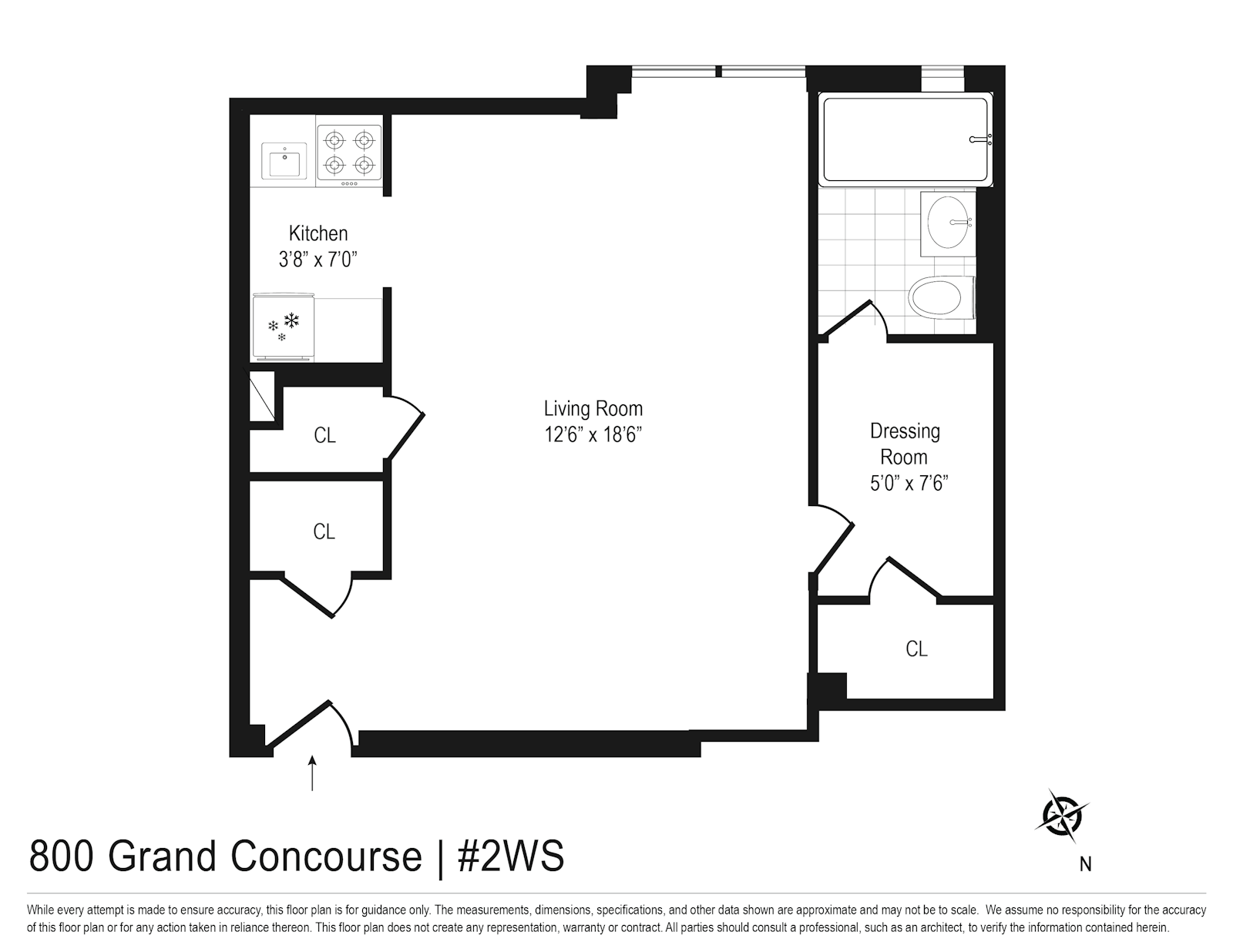 Floorplan for 800 Grand Concourse, 2WS