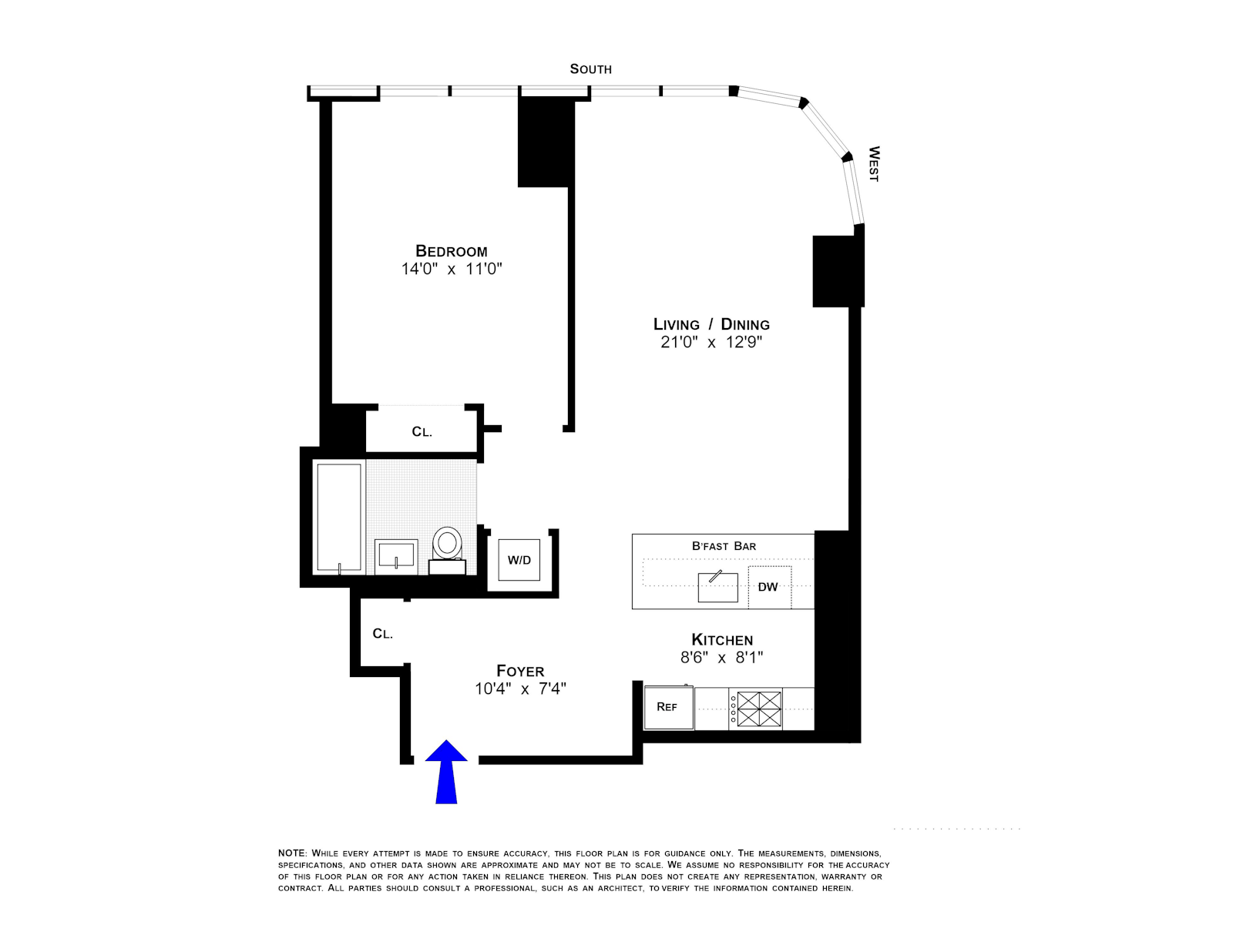 Floorplan for 555 West 59th Street, 11C