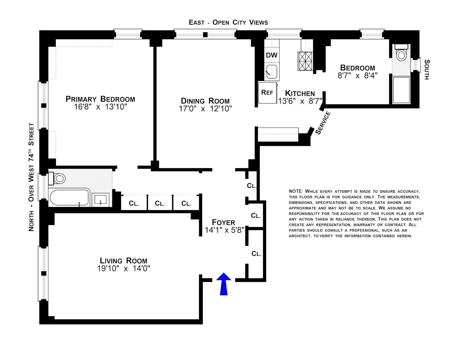 Floorplan for 290 West End Avenue, 16B