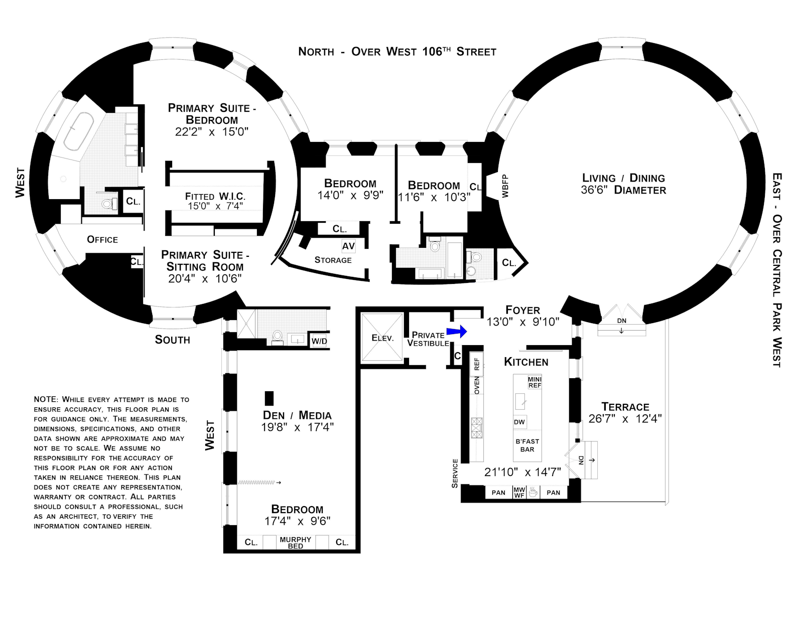 Floorplan for 455 Central Park West, 9L