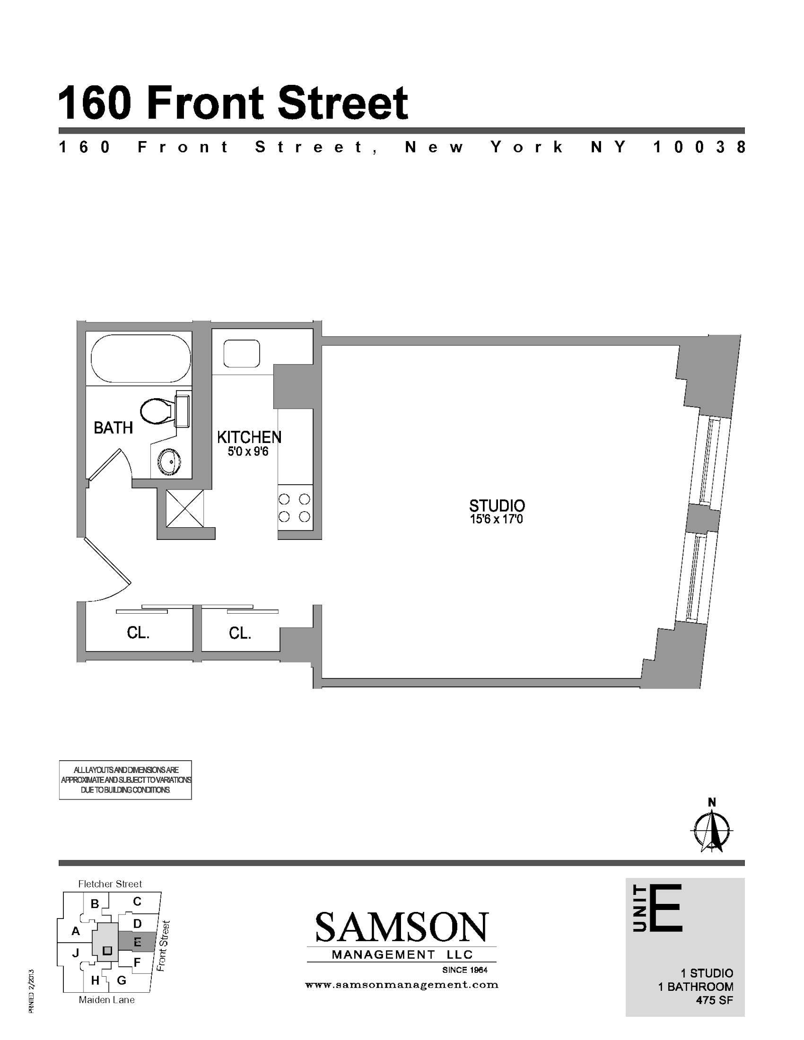 Floorplan for 160  Front Street, 4E