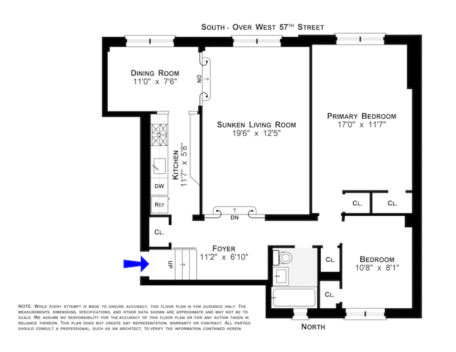 Floorplan for 405 West 57th Street, 1H