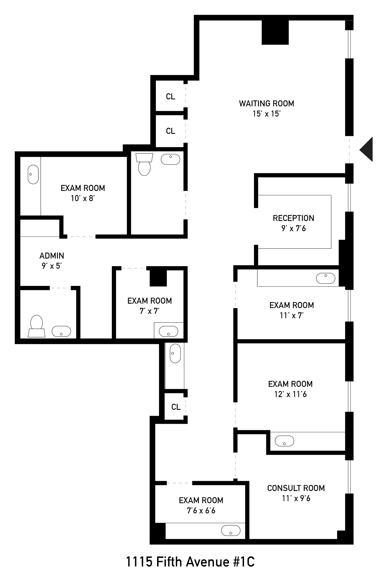 Floorplan for 1115 Fifth Avenue, 1C