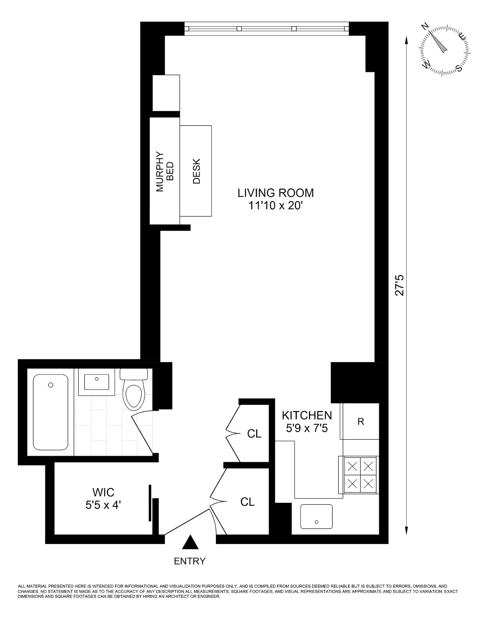 Floorplan for 430 West 34th Street, 12G