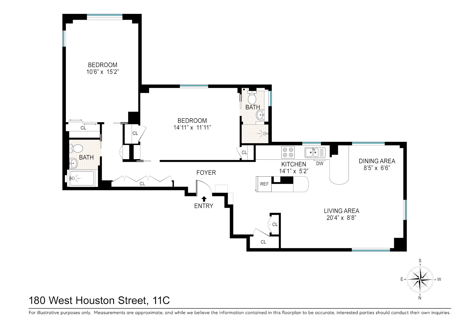 Floorplan for 180 West Houston Street, 11C
