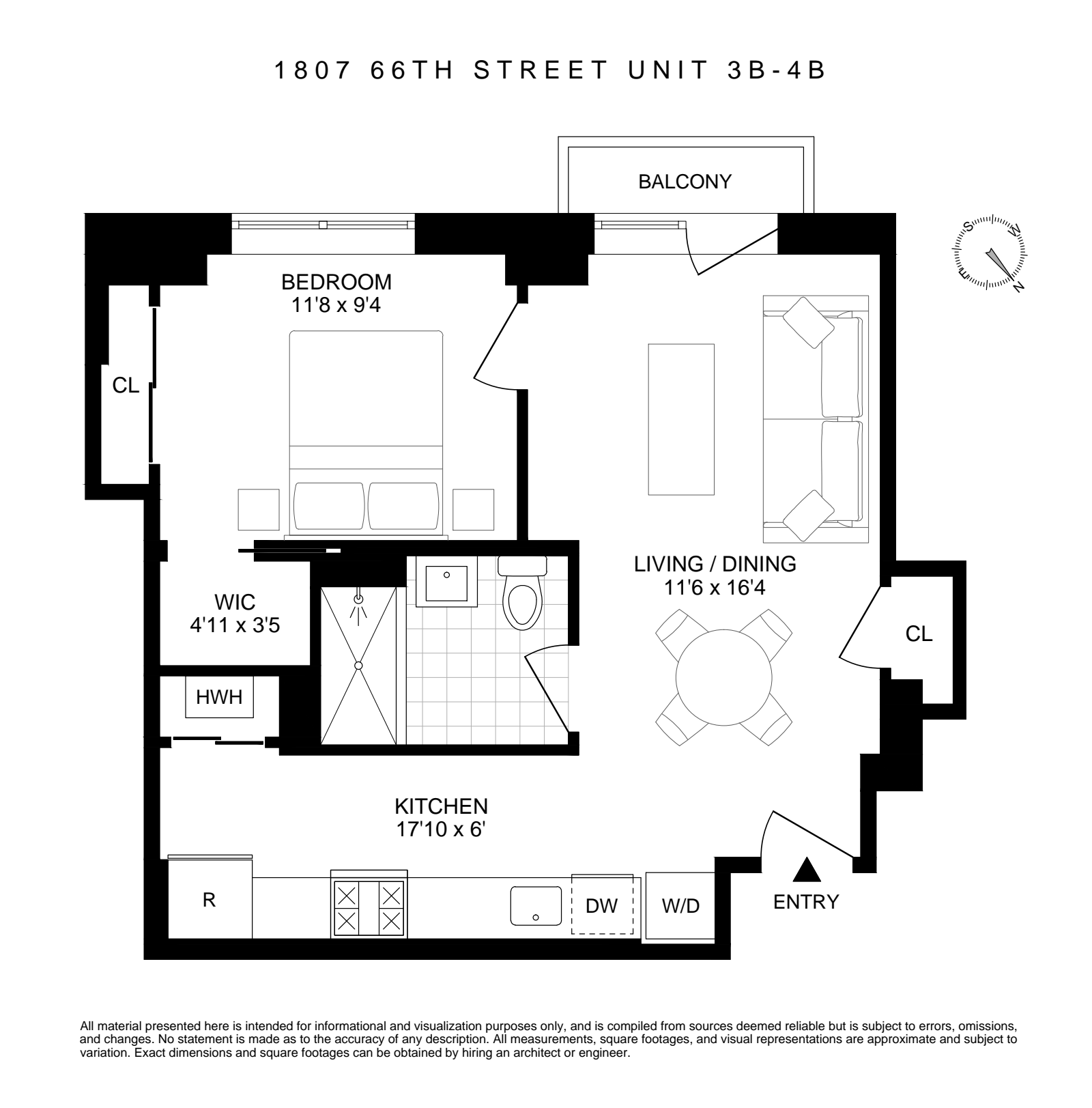 Floorplan for 1807 66th Street, 3B