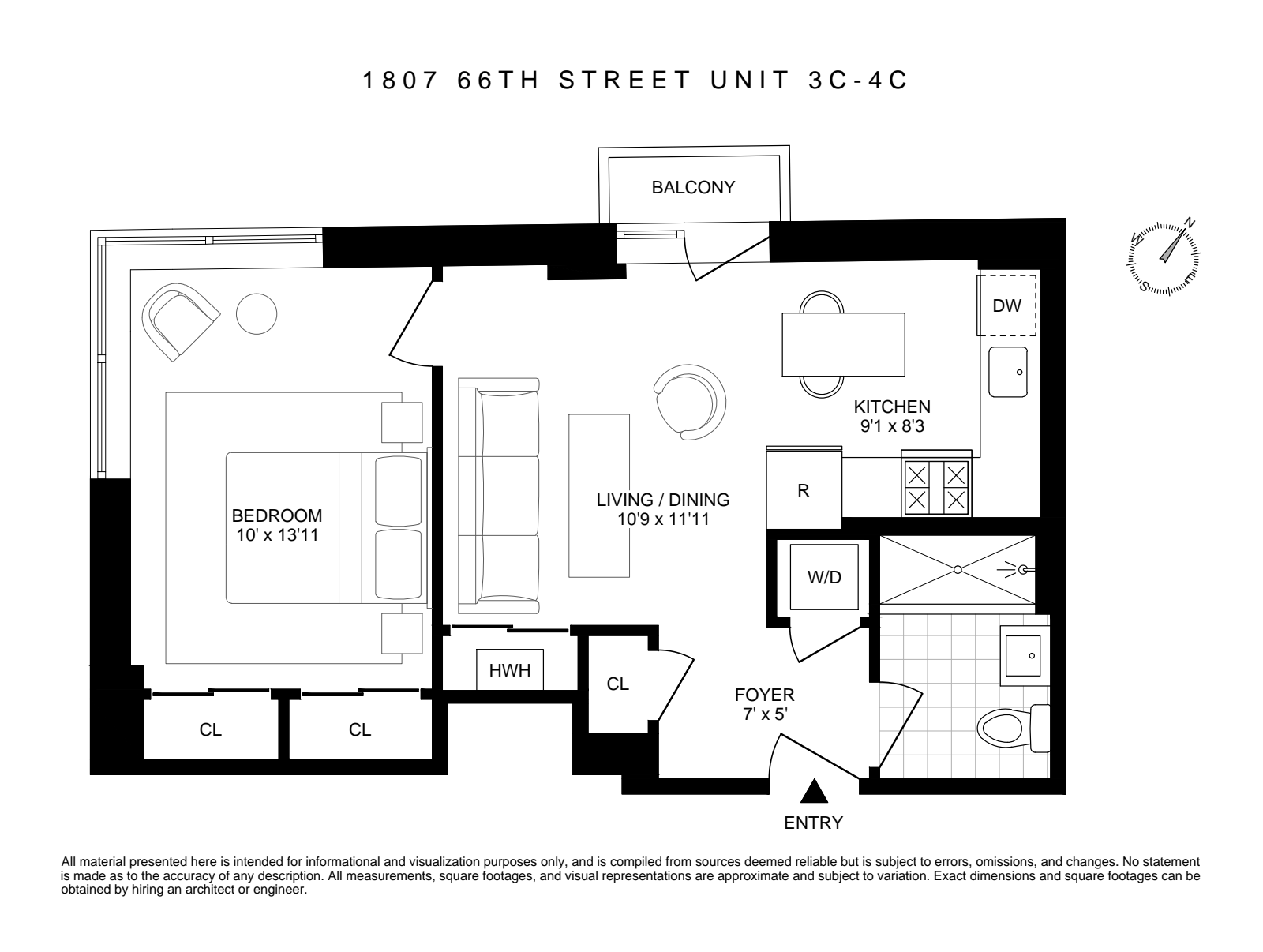 Floorplan for 1807 66th Street, 3C