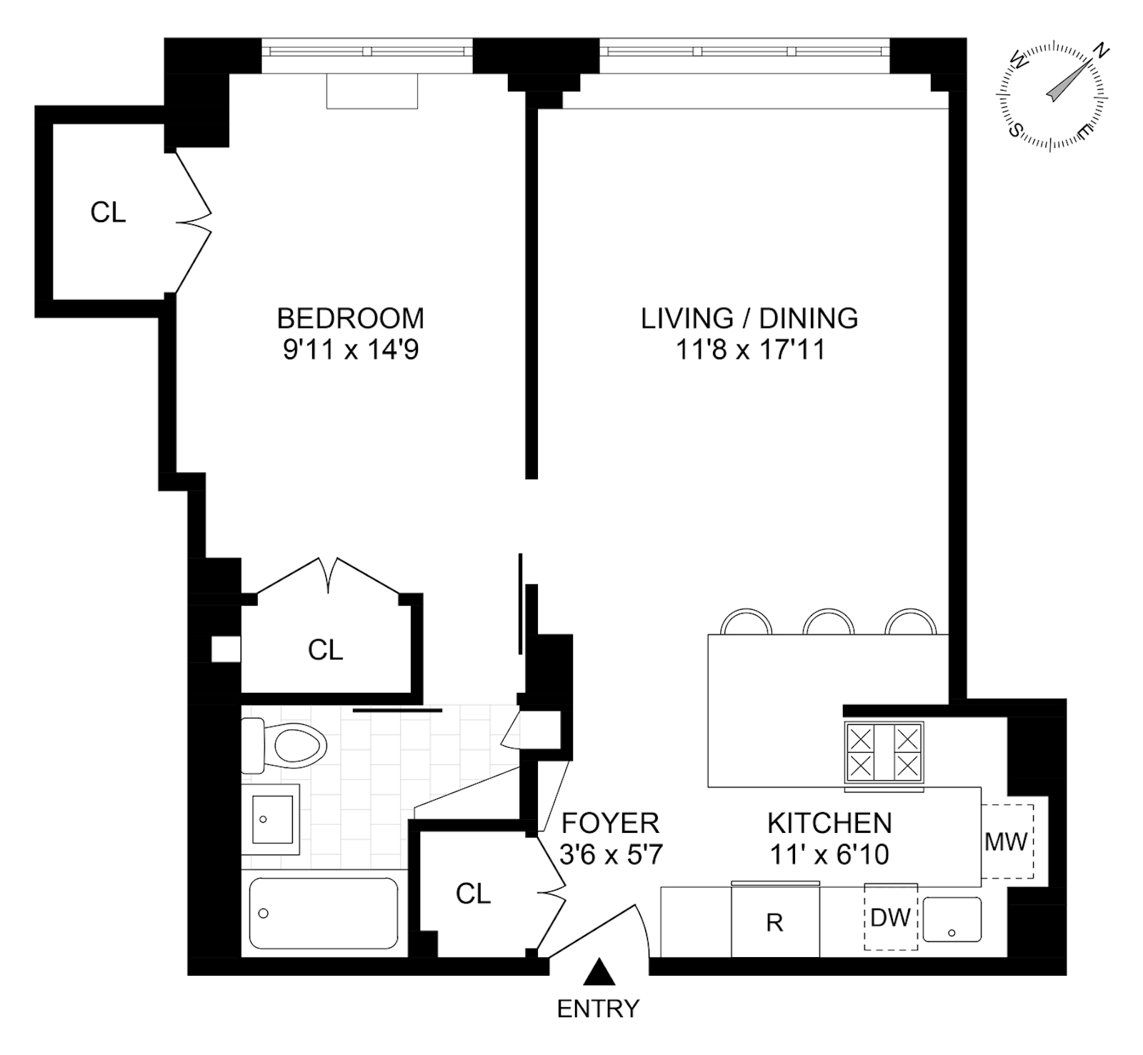 Floorplan for 63 East 9th Street, 7A