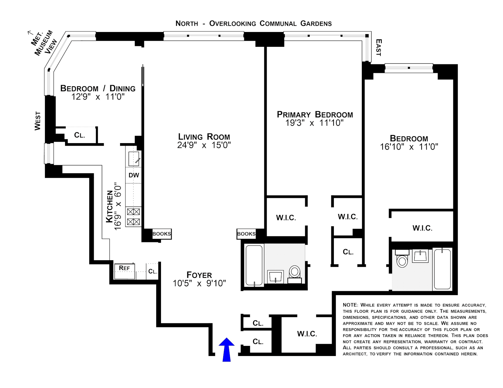 Floorplan for 1025 Fifth Avenue, 8AS