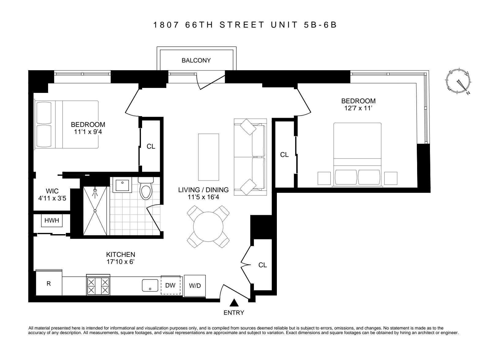 Floorplan for 1807 66th Street, 6B