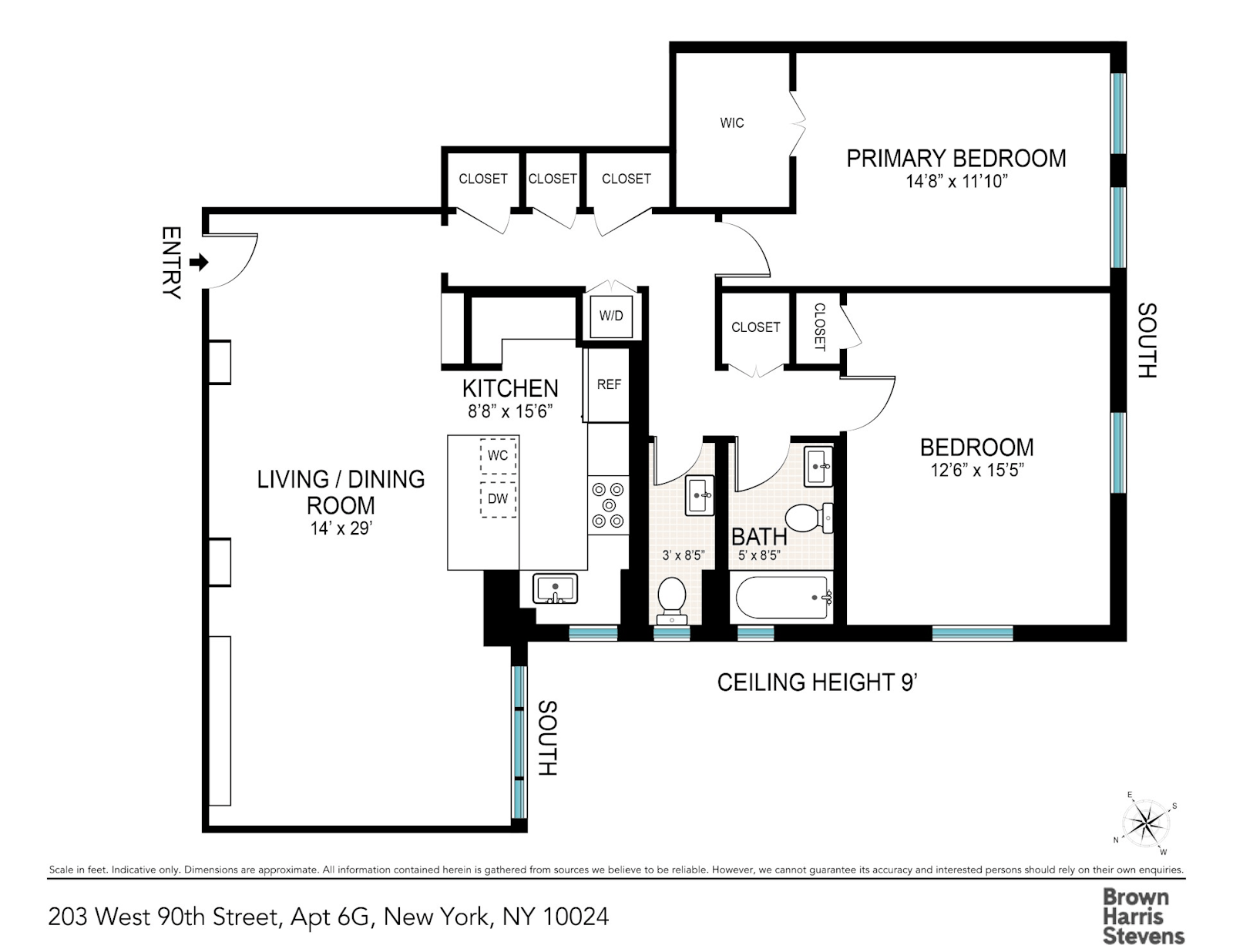 Floorplan for 203 West 90th Street, 6G