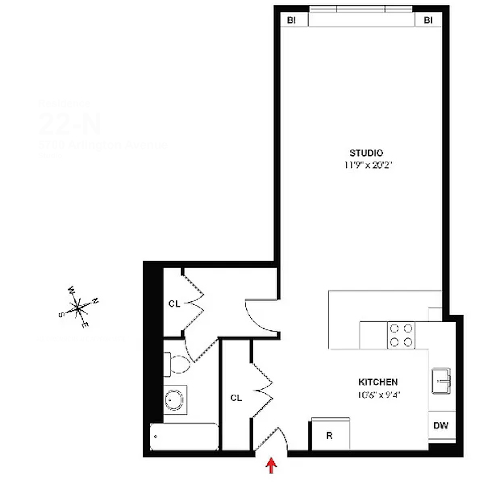 Floorplan for 5700 Arlington Avenue, 15N