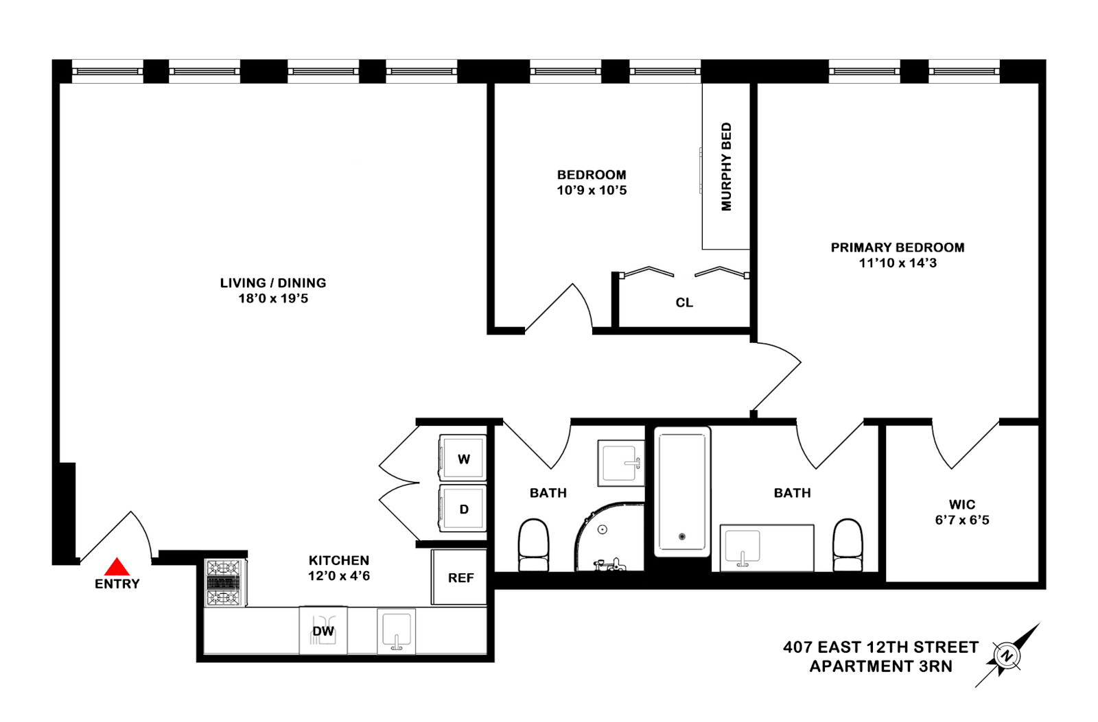 Floorplan for 407 East 12th Street, 3RN