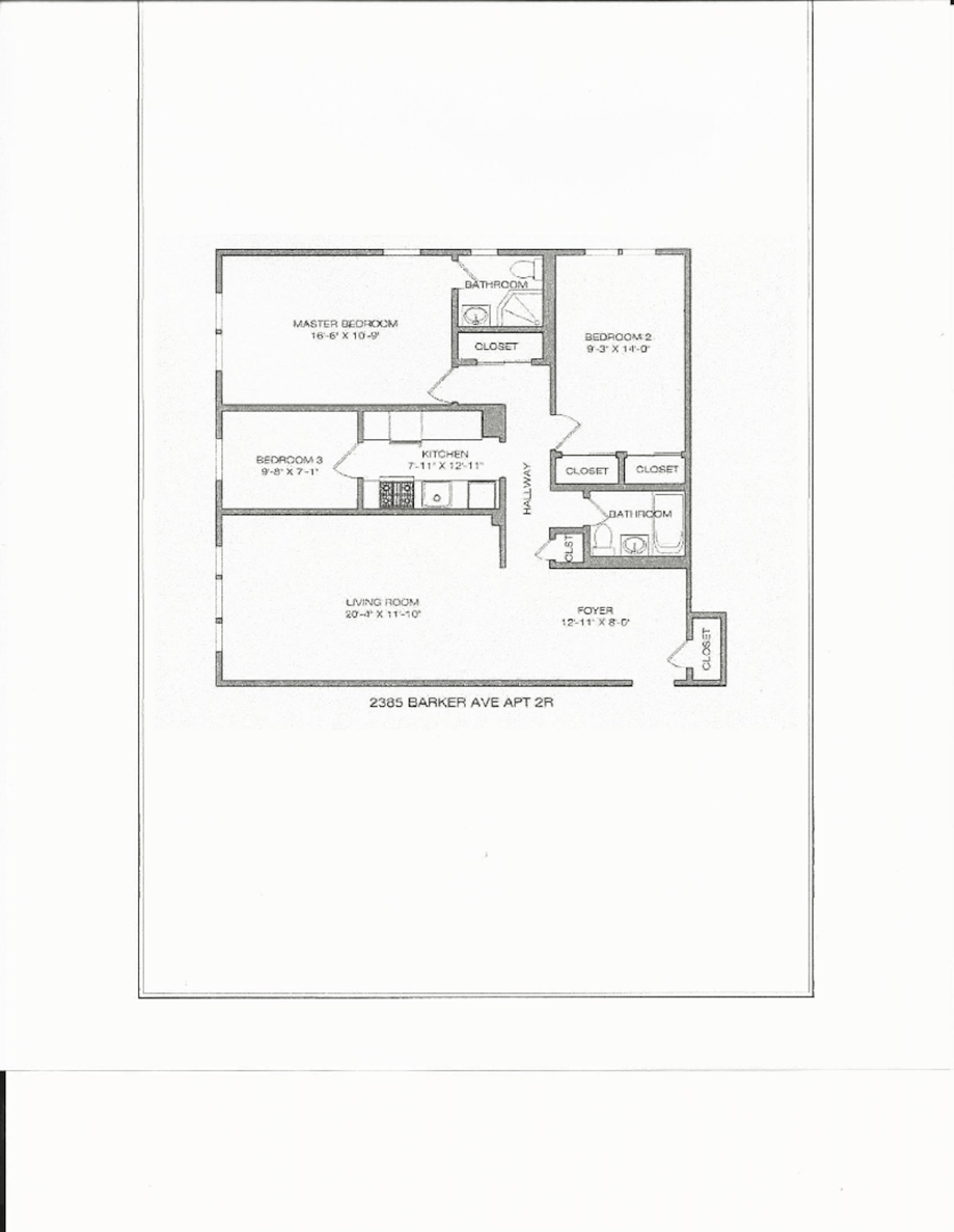 Floorplan for 2385 Barker Ave