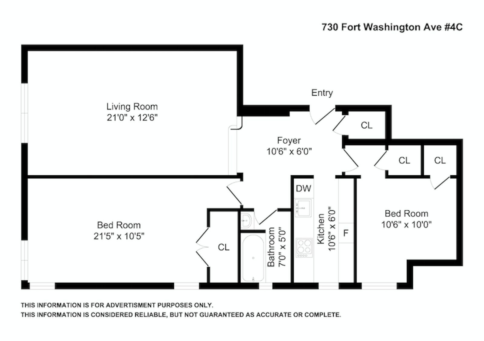 Floorplan for 730 Ft Washington Avenue, 4C