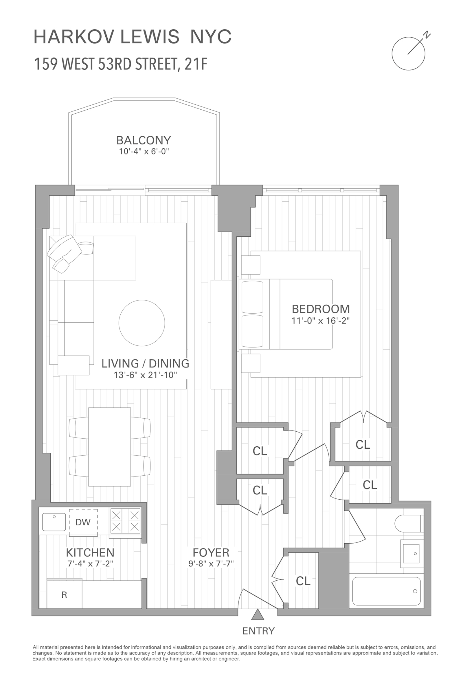 Floorplan for 159 West 53rd Street, 21F