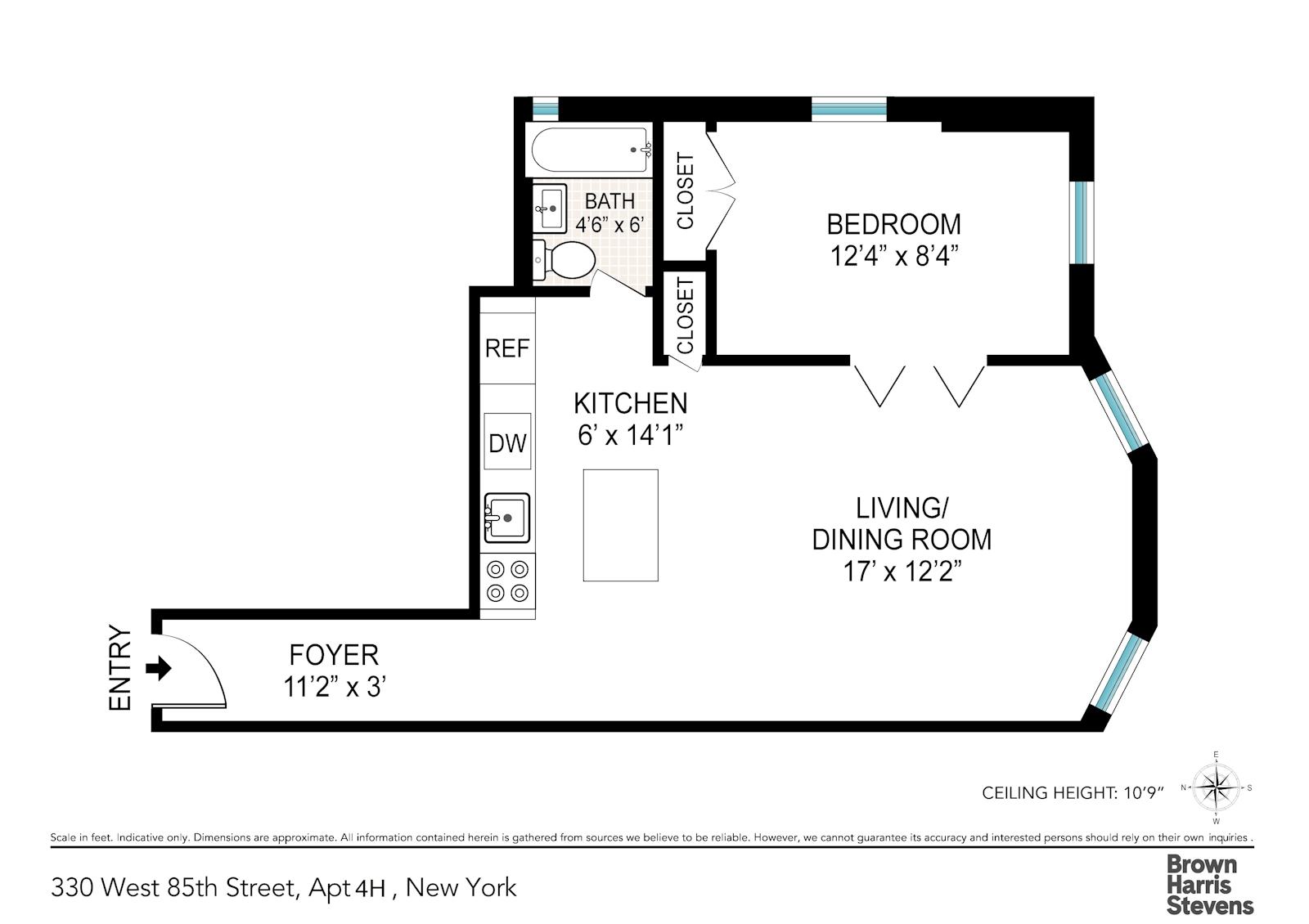 Floorplan for 330 West 85th Street, 4H