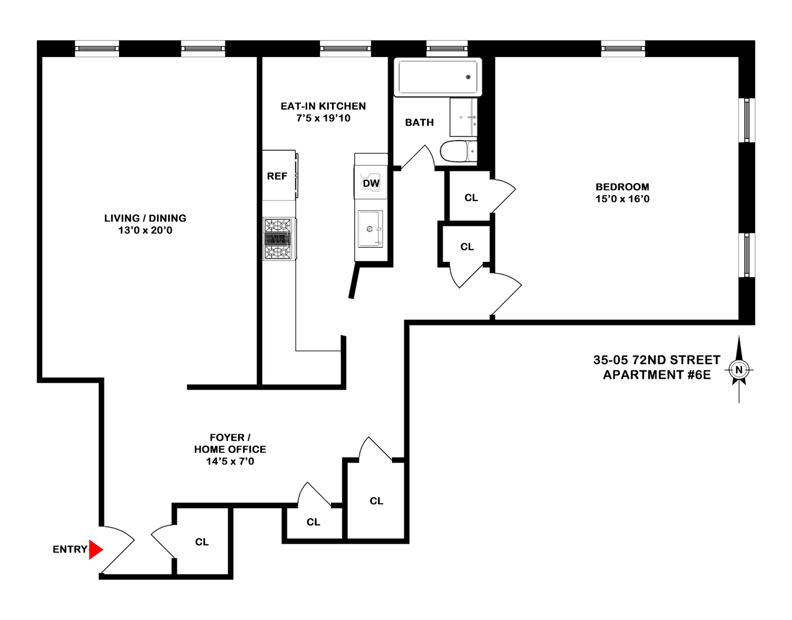 Floorplan for 35 -05 72nd Street, 6E
