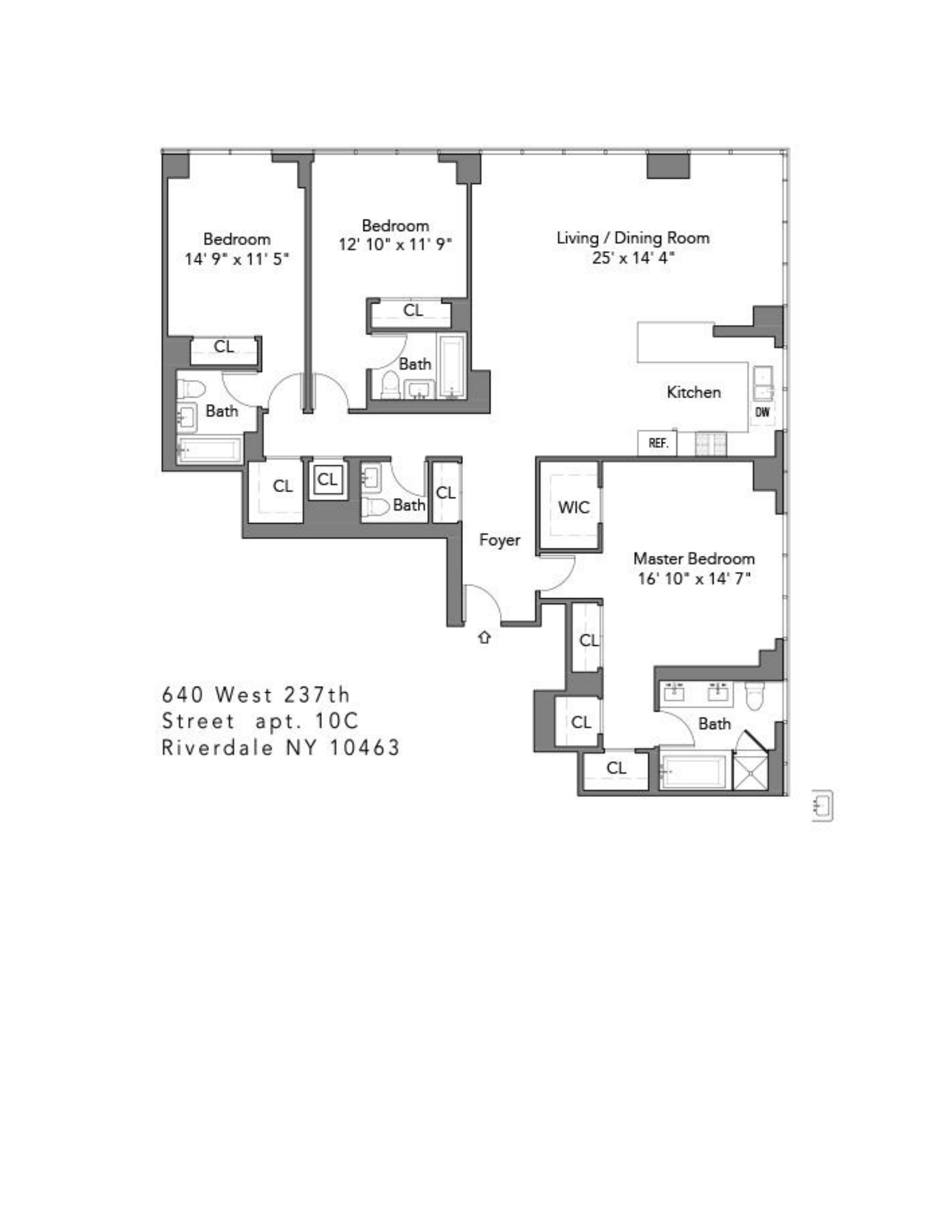 Floorplan for 640 West 237th Street, 10C