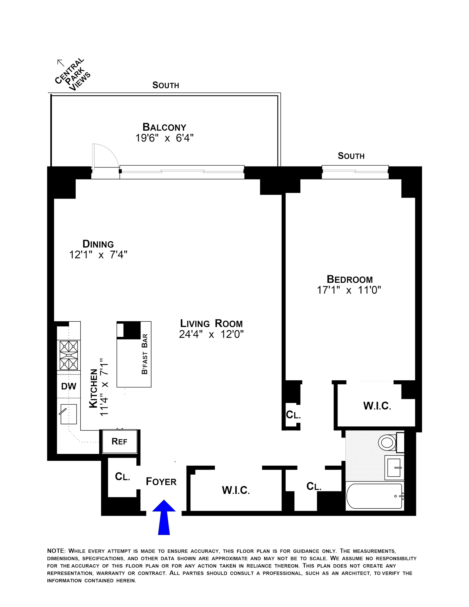 Floorplan for 392 Central Park West, 19B