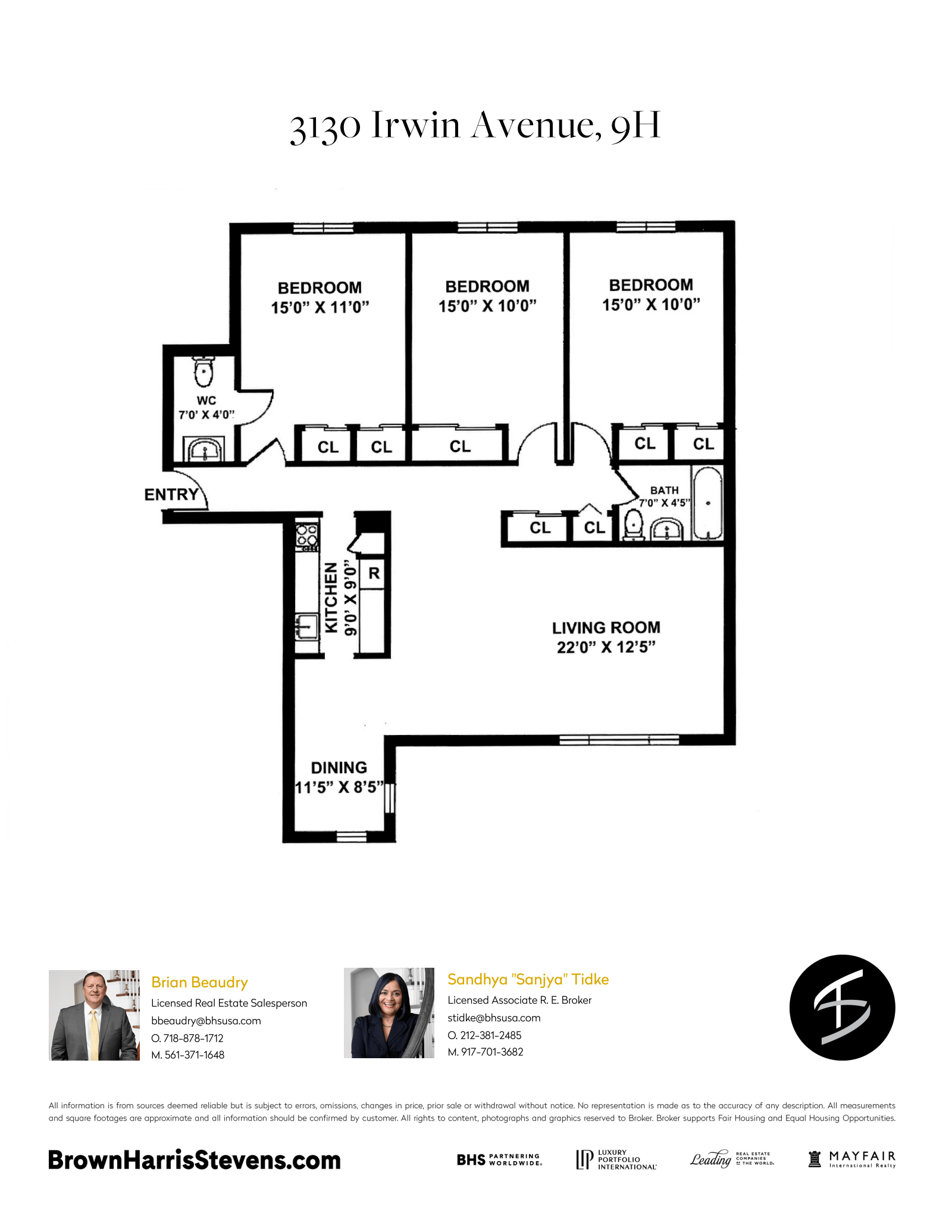 Floorplan for 3130 Irwin Avenue, 9H