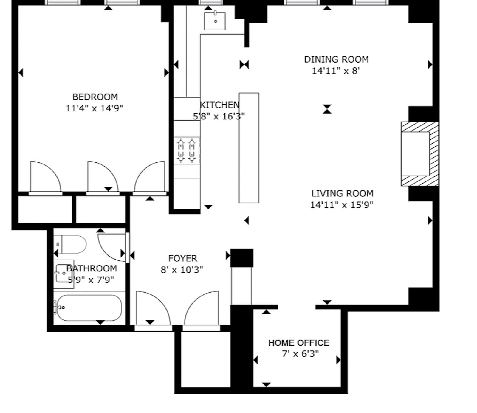 Floorplan for 353 West 56th Street, 7M