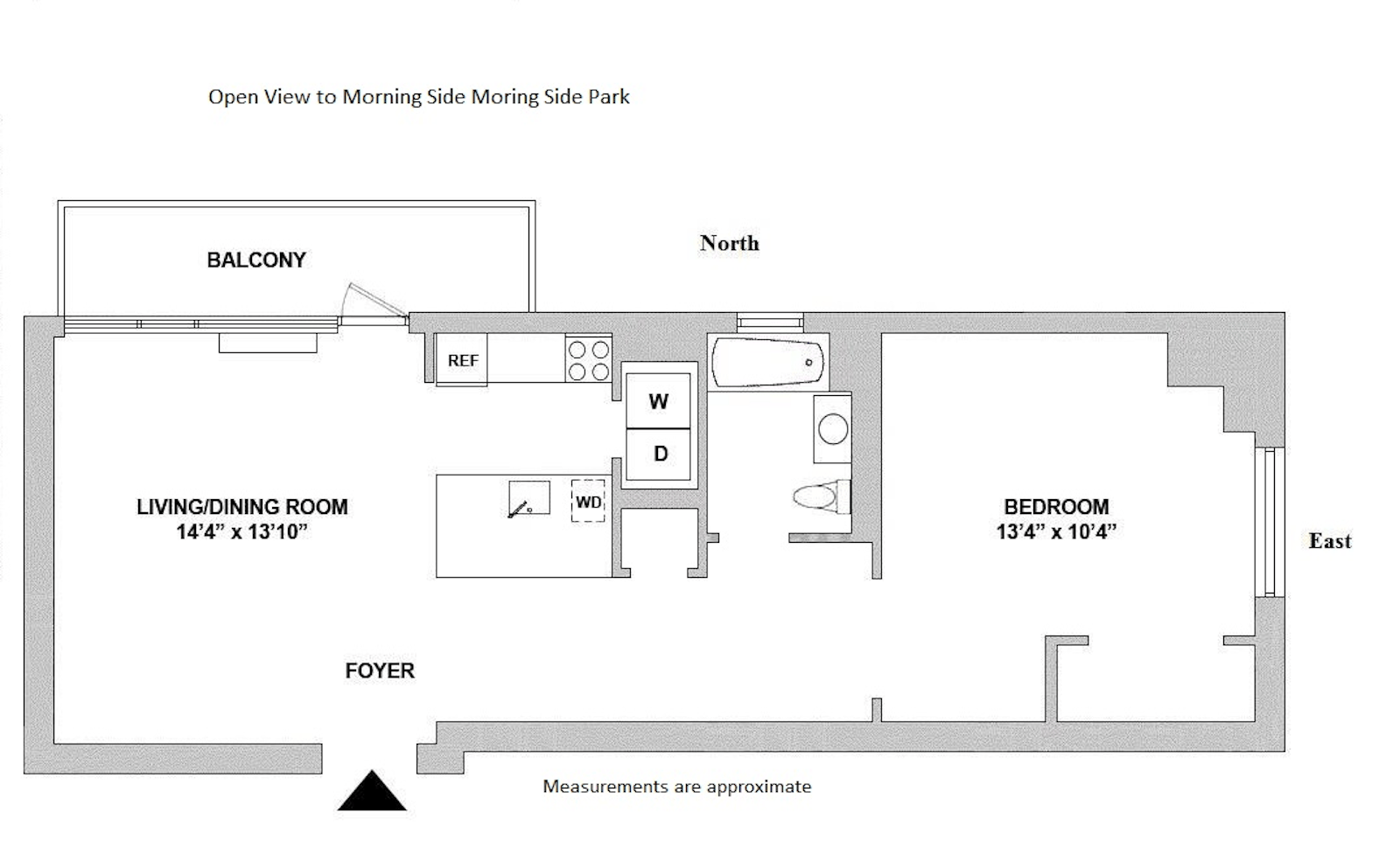 Floorplan for 321 West 110th Street, 19B