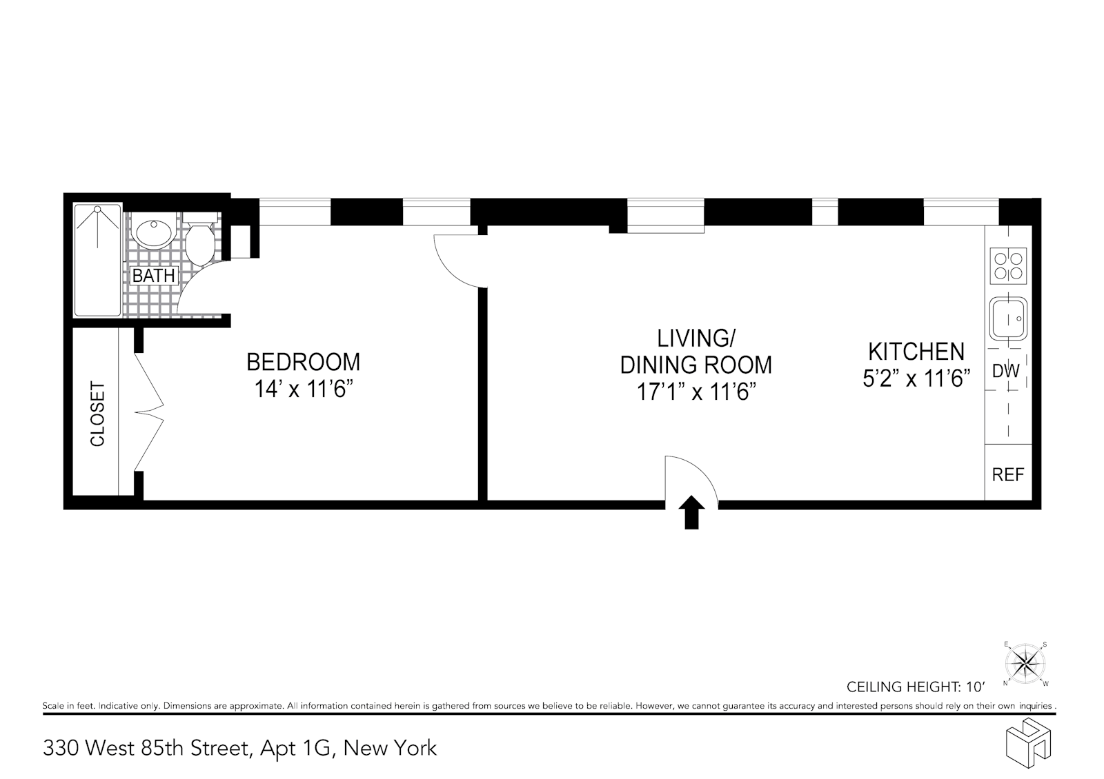 Floorplan for 330 West 85th Street, 1G