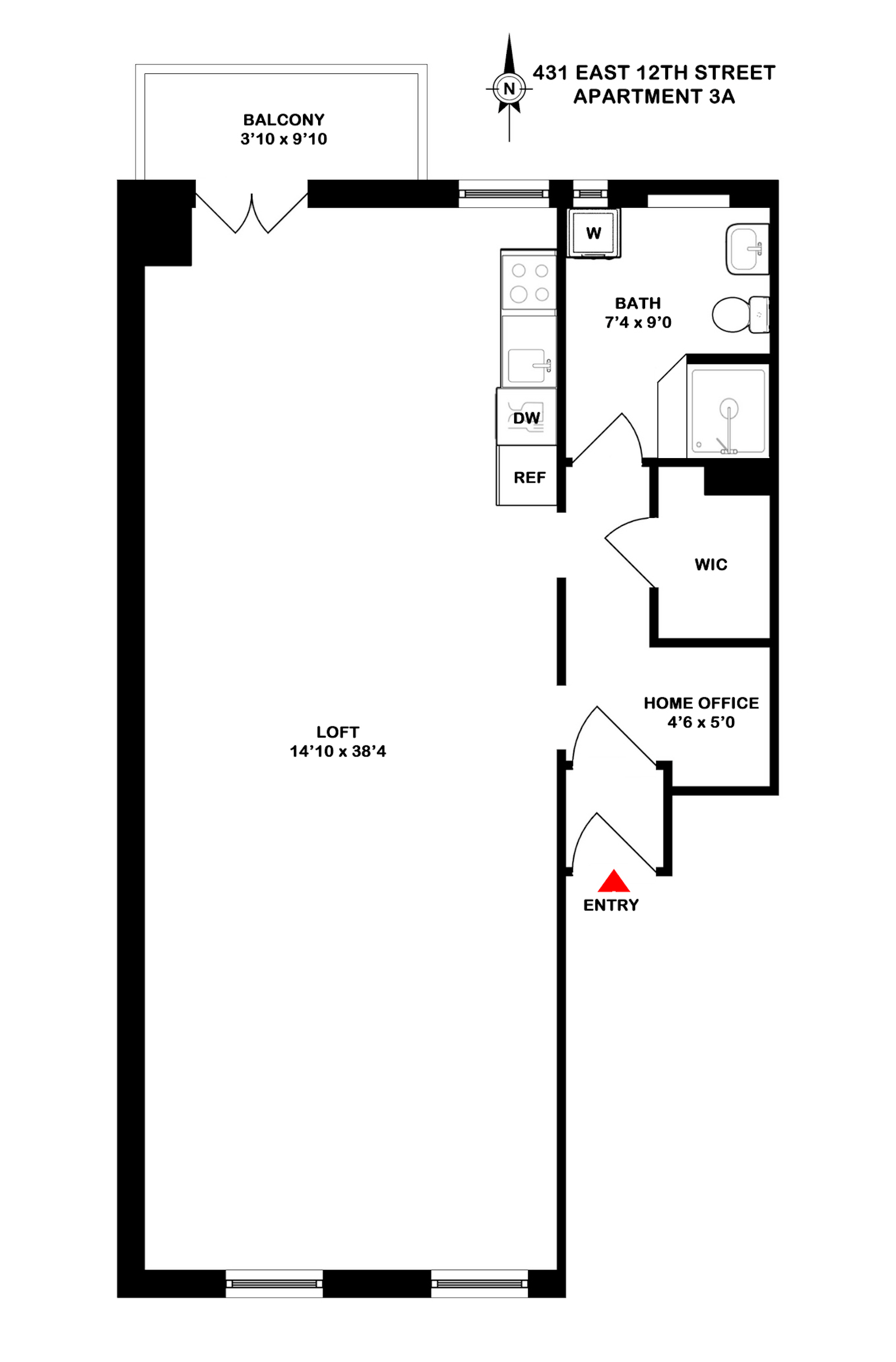 Floorplan for 431 East 12th Street, 3A