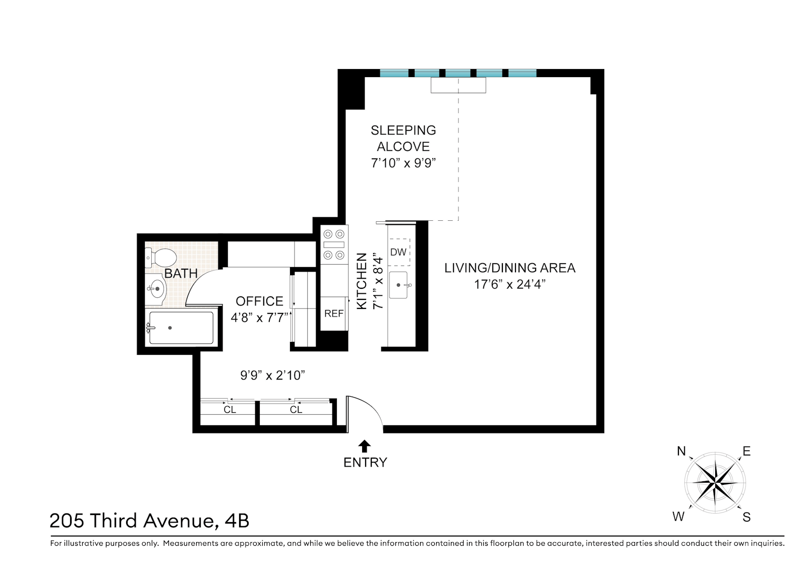 Floorplan for 205 Third Avenue, 4B
