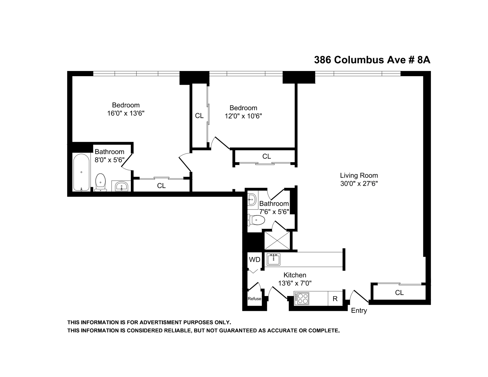 Floorplan for 386 Columbus Avenue, 8A