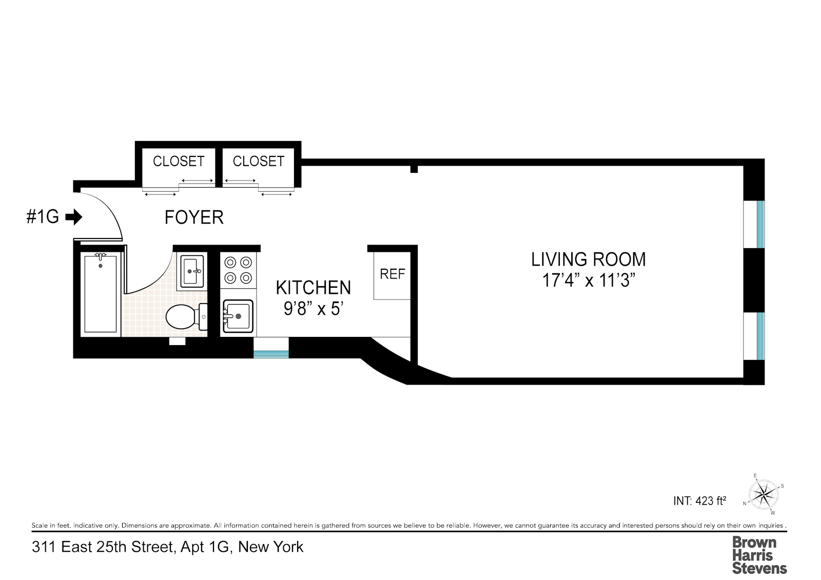 Floorplan for 311 East 25th Street, 1G