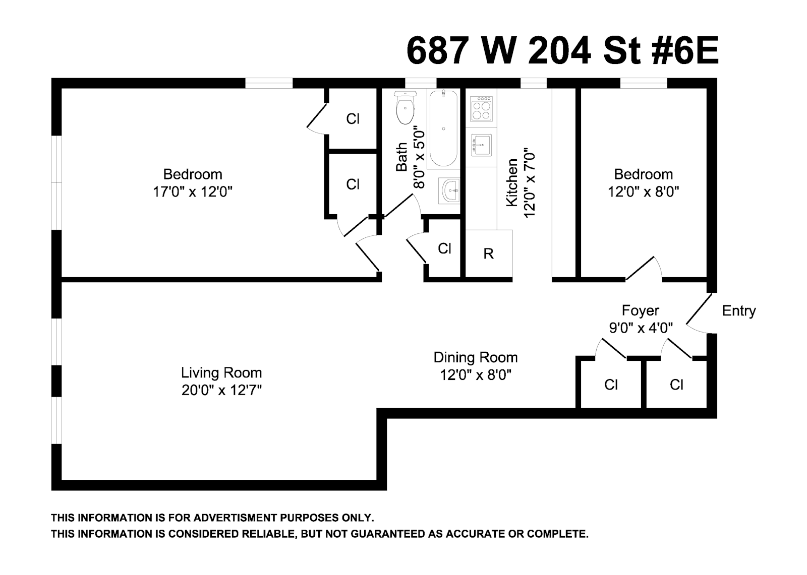 Floorplan for 687 West 204th Street, 6E
