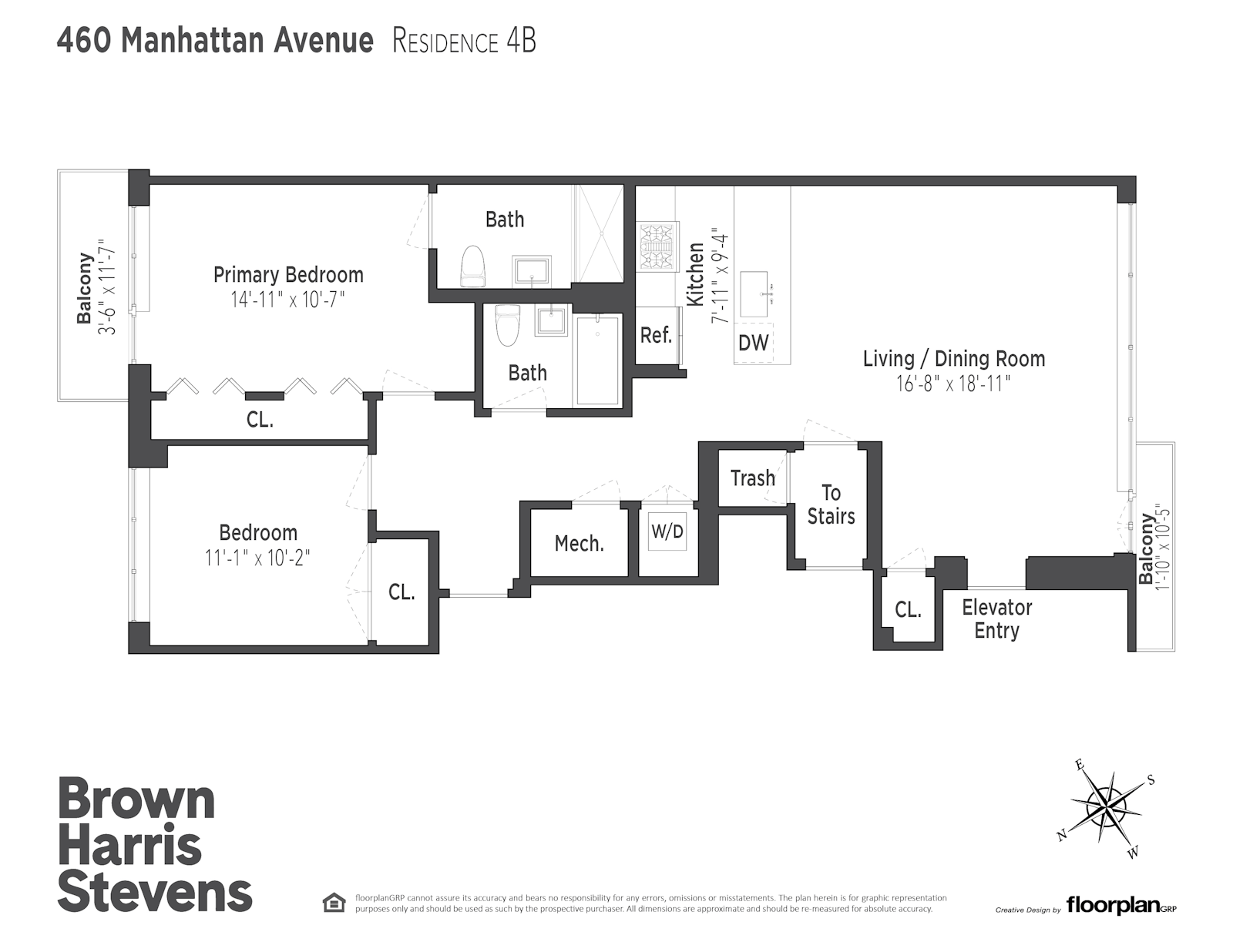 Floorplan for 460 Manhattan Avenue, 4B