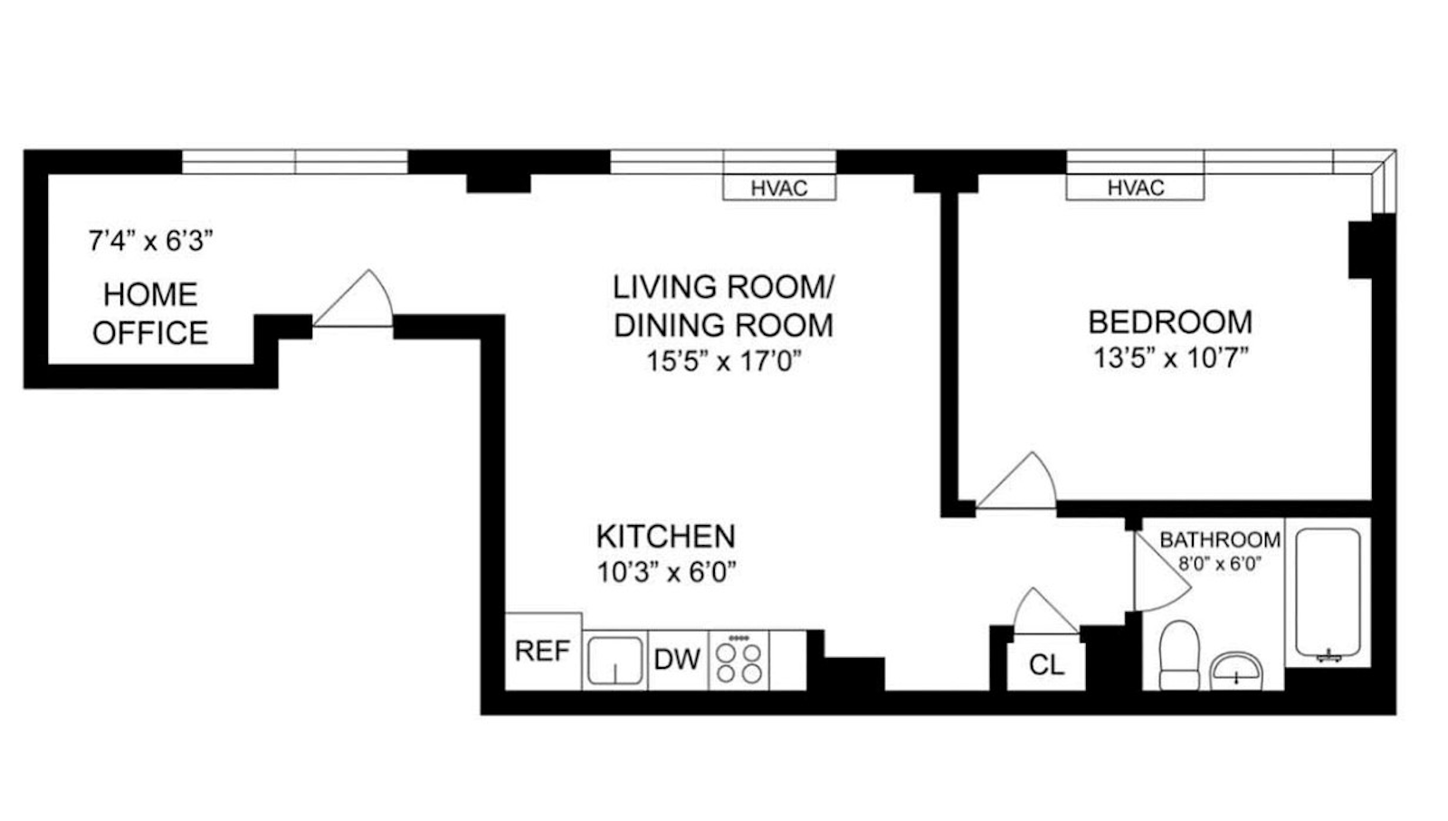 Floorplan for 401 West 33rd Street, 6A