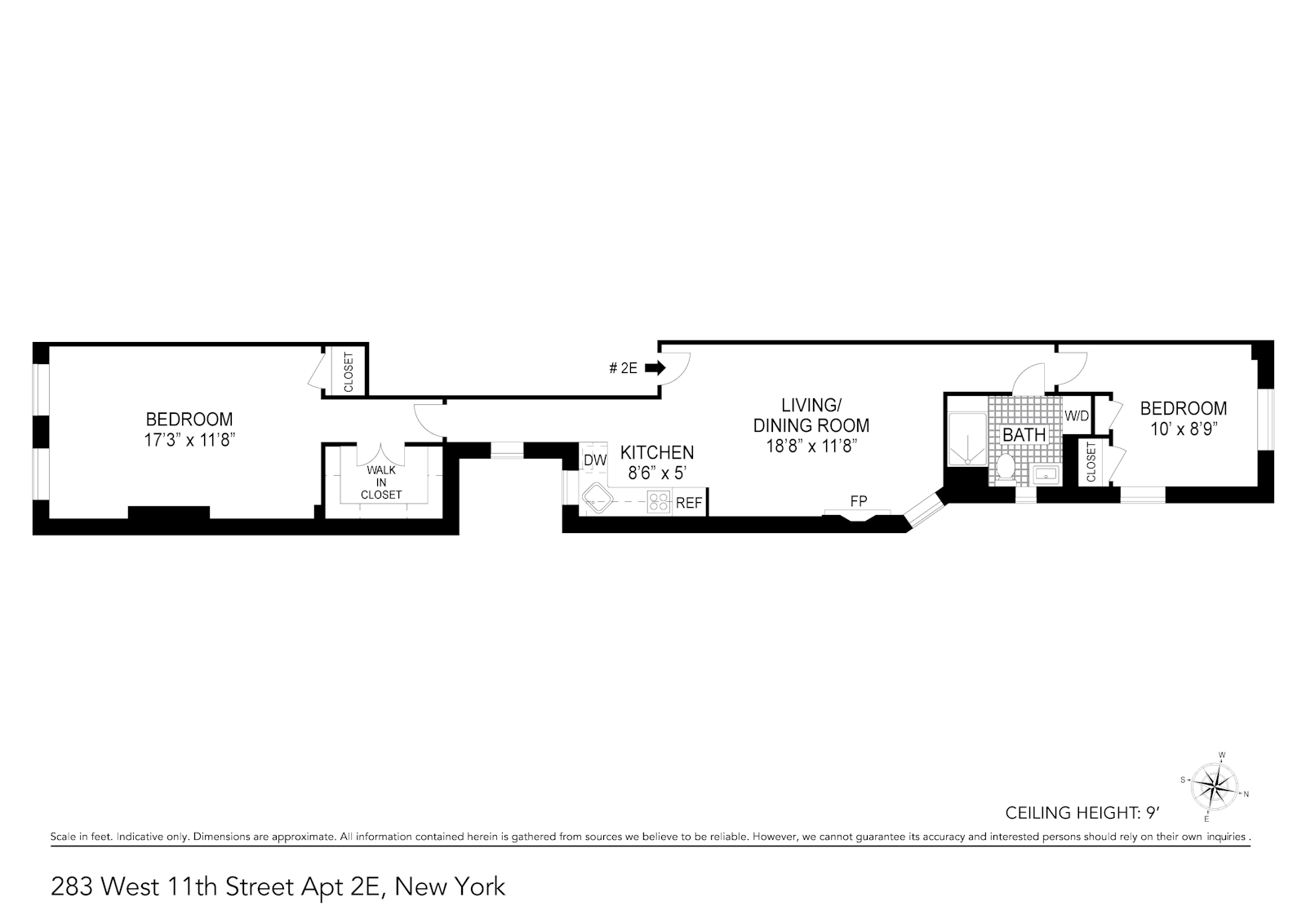 Floorplan for 283 West 11th Street, 2E