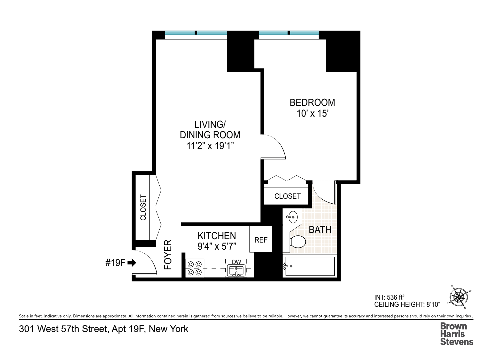 Floorplan for 301 West 57th Street, 19F