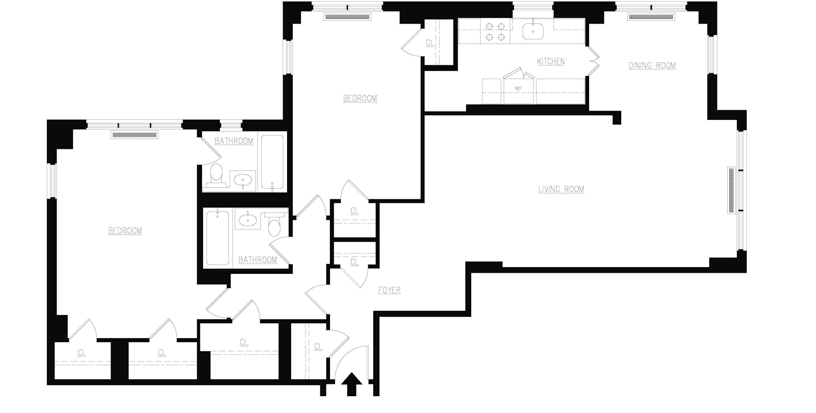 Floorplan for Huge Corner 2 Bedroom