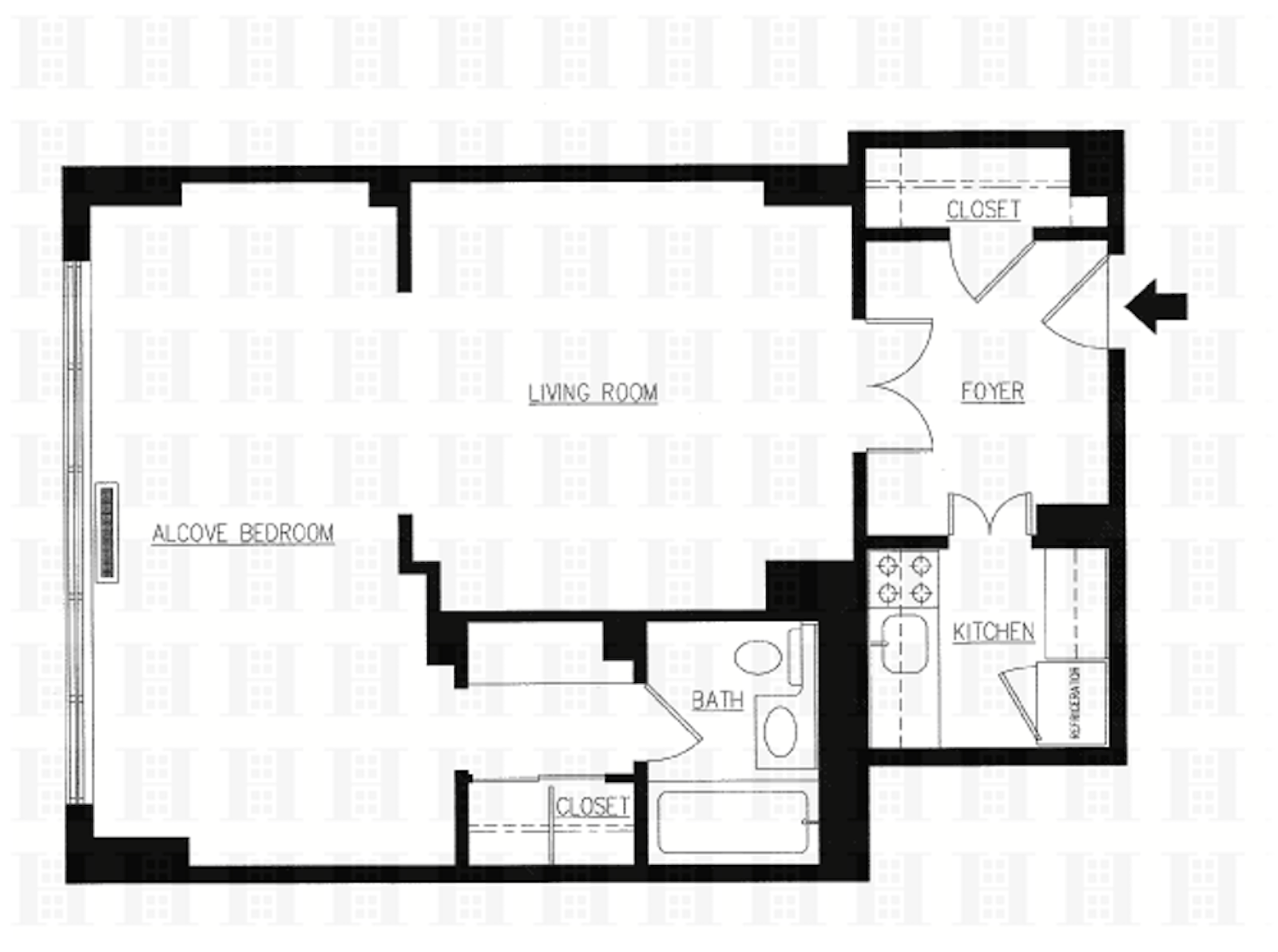 Floorplan for Huge Bright Alcove Studio