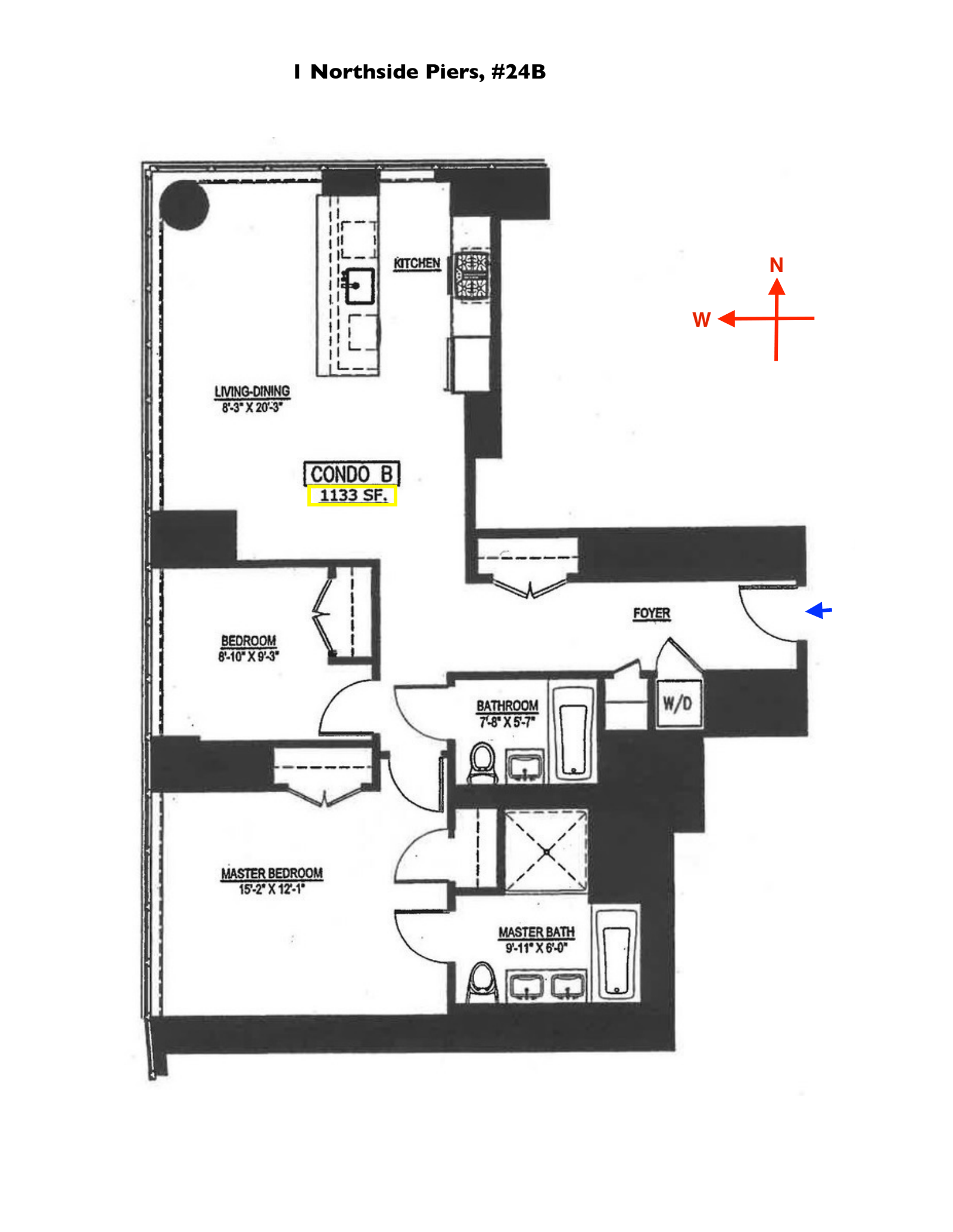 Floorplan for 1 Northside Piers, 24B