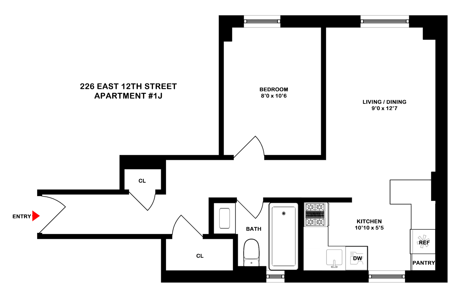 Floorplan for 226 East 12th Street, 1J