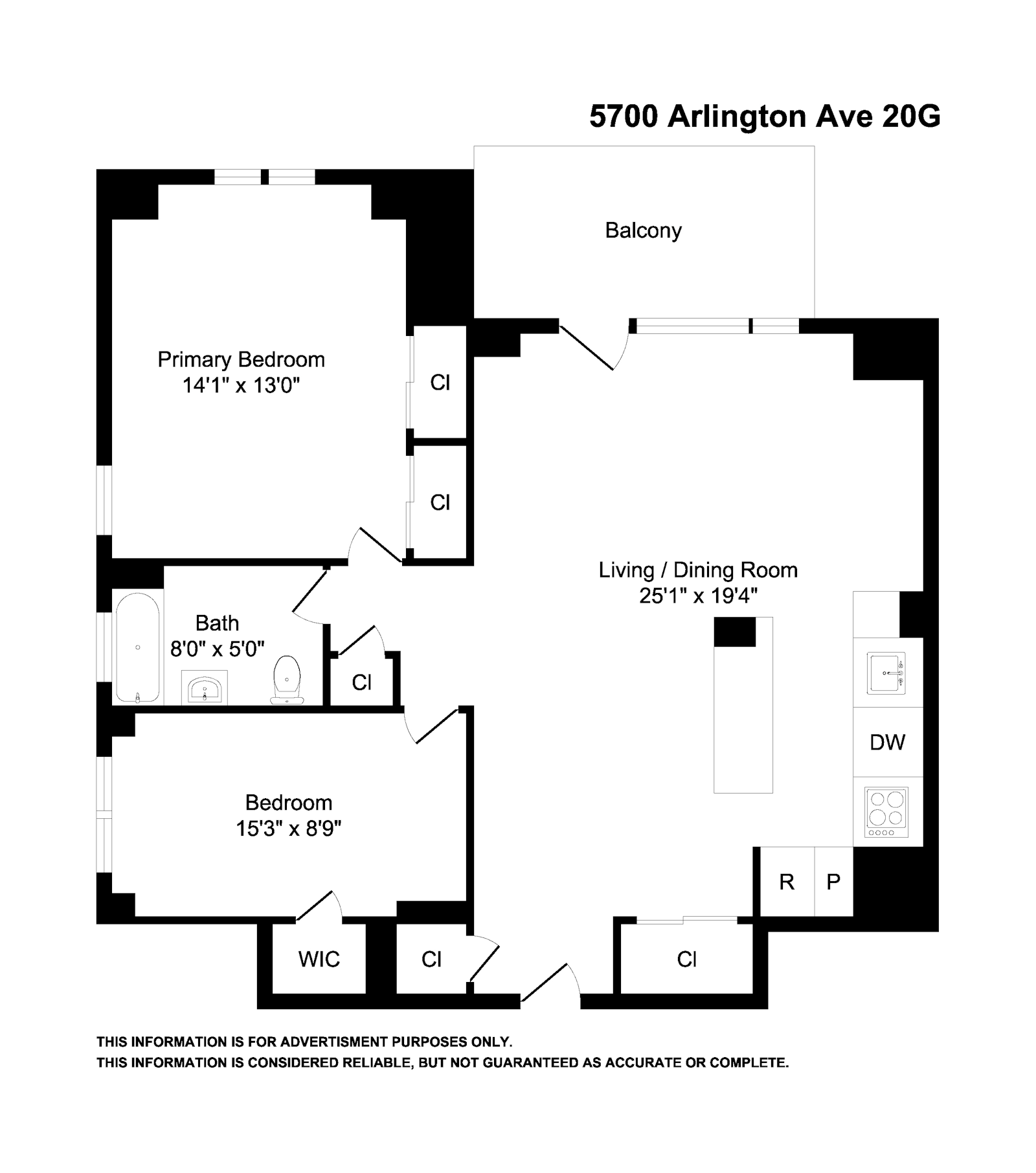 Floorplan for 5700 Arlington Avenue, 20G