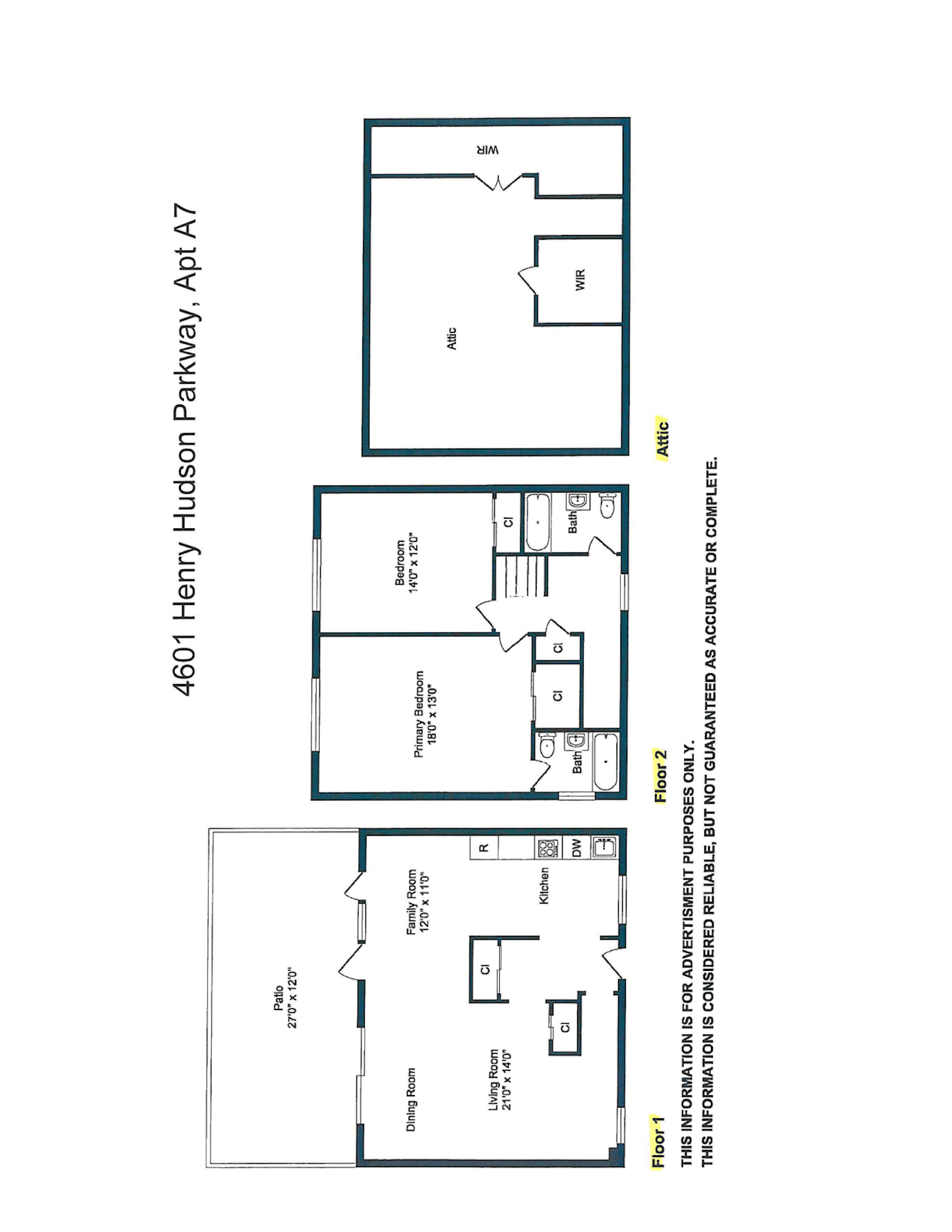 Floorplan for 4601 Henry Hudson Parkway, A7