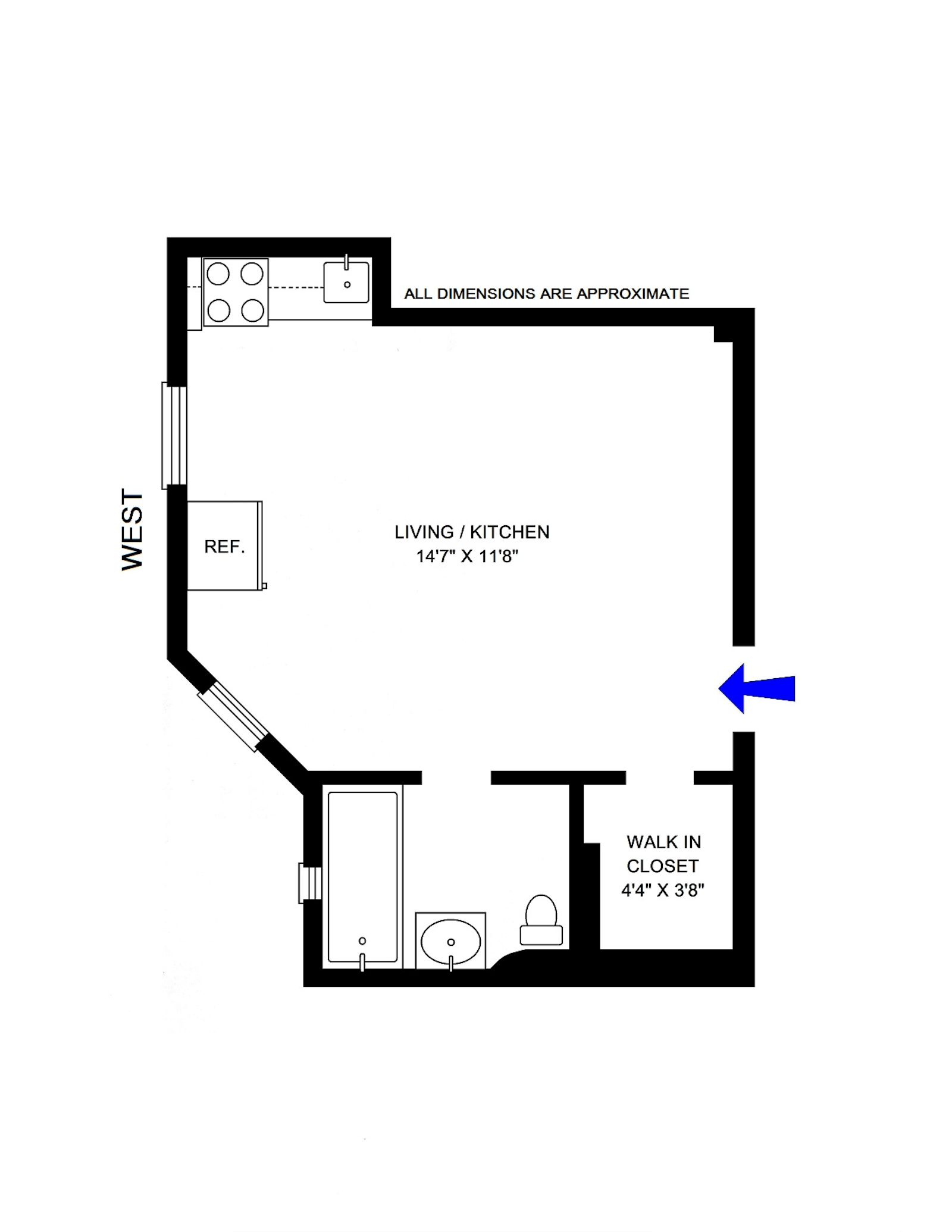 Floorplan for 245 West 75th Street, 1E