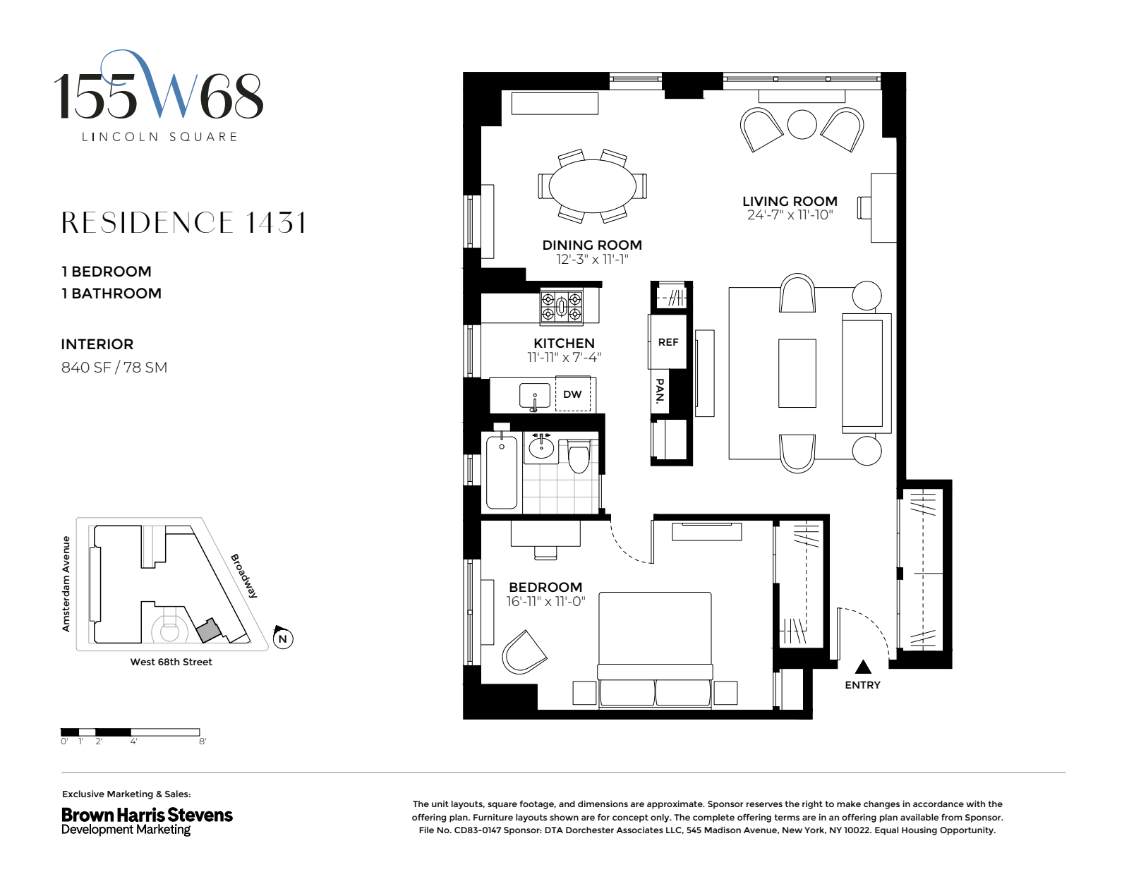 Floorplan for 155 West 68th Street, 1431