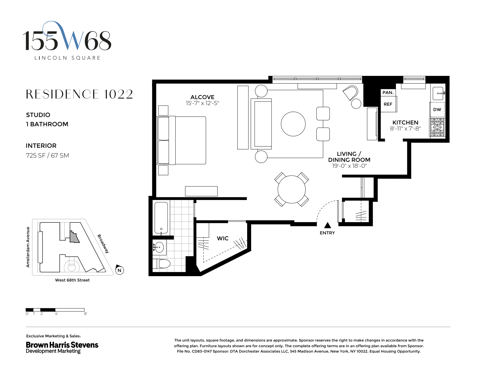 Floorplan for 155 West 68th Street, 1022