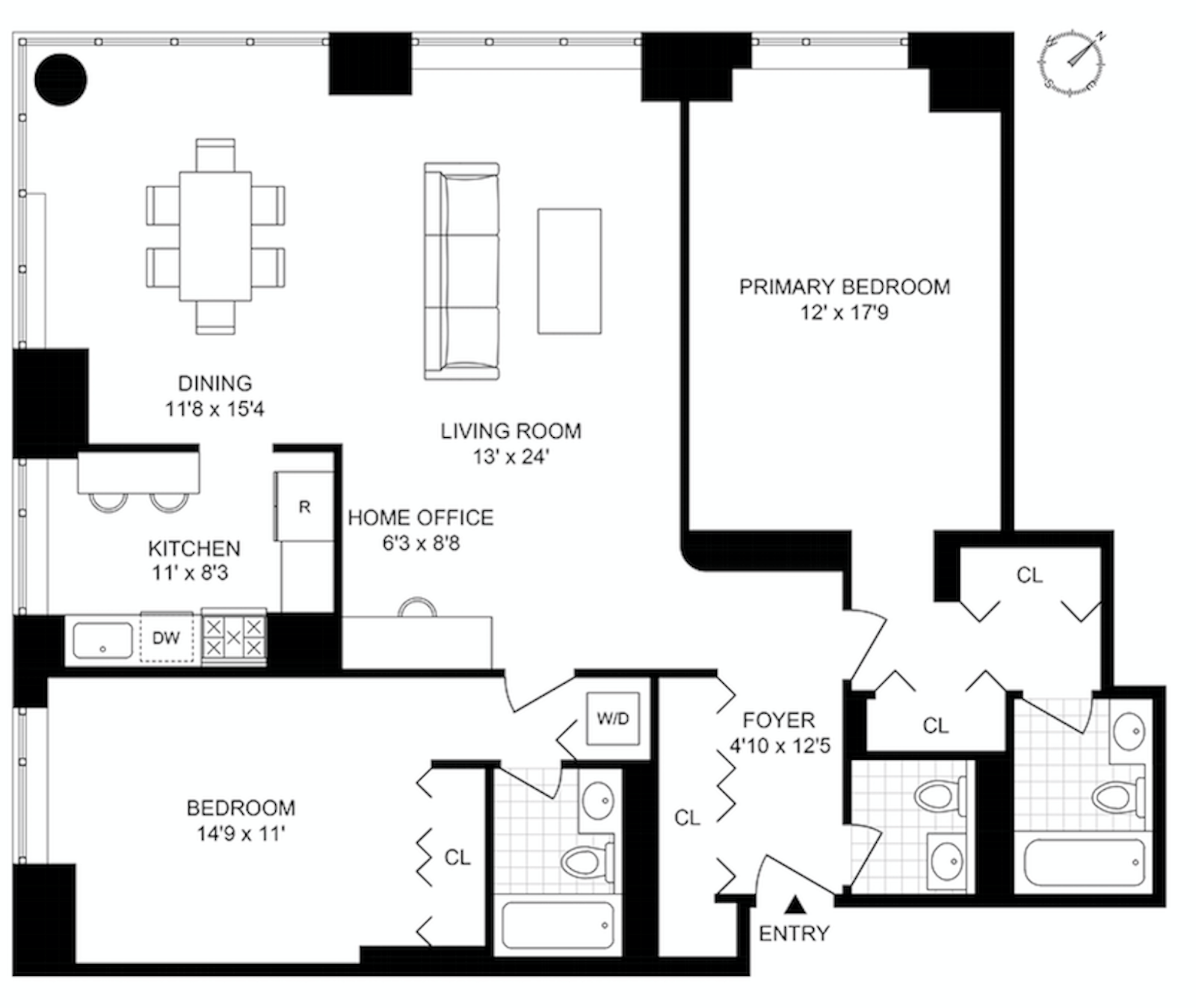 Floorplan for 245 East 93rd Street, 12D